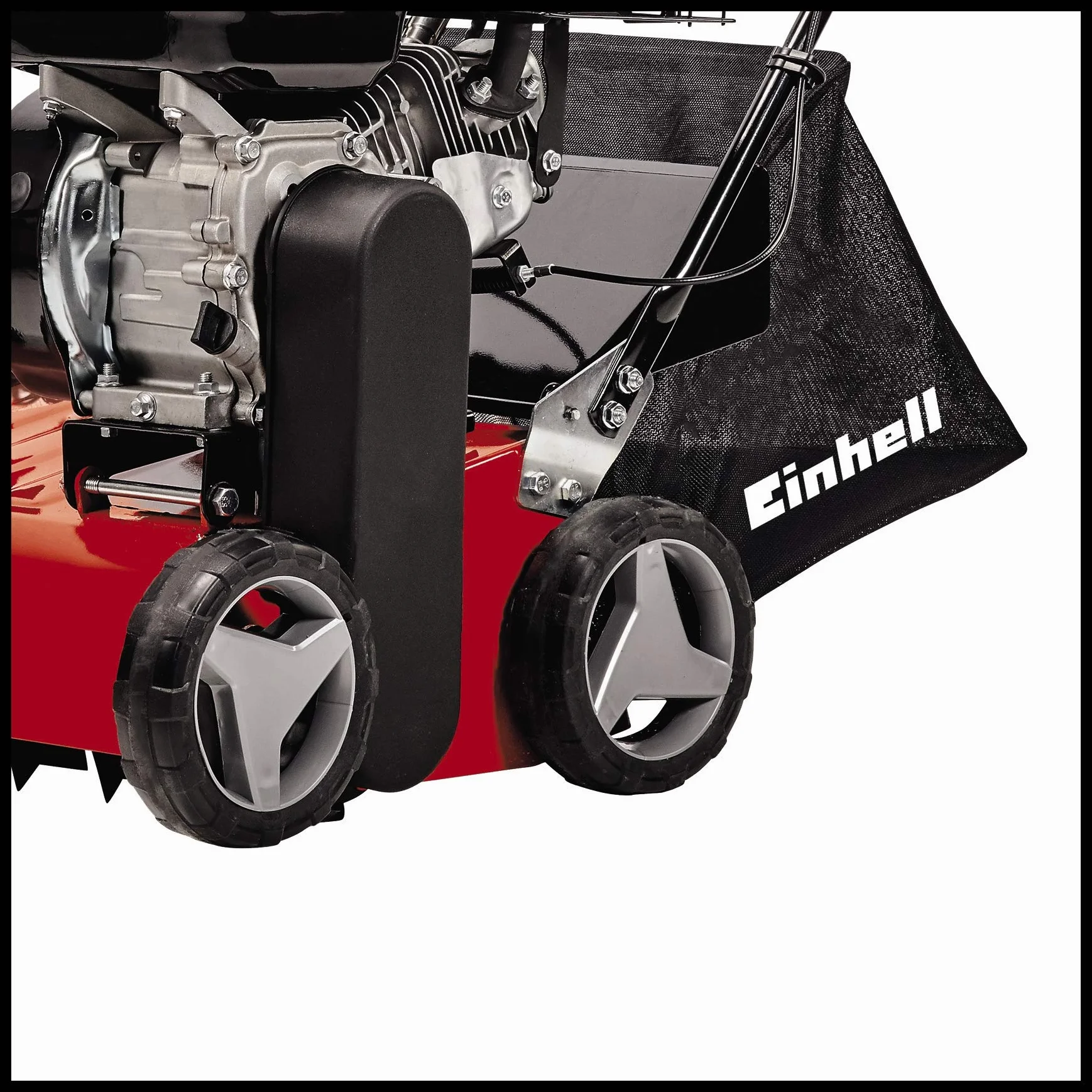 Einhell Benzin-Vertikutierer GC-SC 4240 P (bis 1.200 m², 4.2 kW, 4-Takt-Motor, kugelgelagerte Messerwalze mit 18 Stahlmessern, 8-stufige zentrale Arbeitstiefeneinstellung)