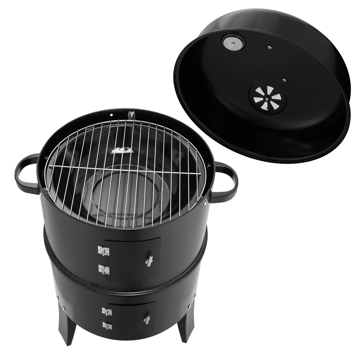 Raucher Holzkohle, Holzkohleraucher | Holzkohlegrills | Tragbare vertikale Propan-eingebaute Thermometer für Gartengrills, Heckklappenpartys, Apartmentbalkonen