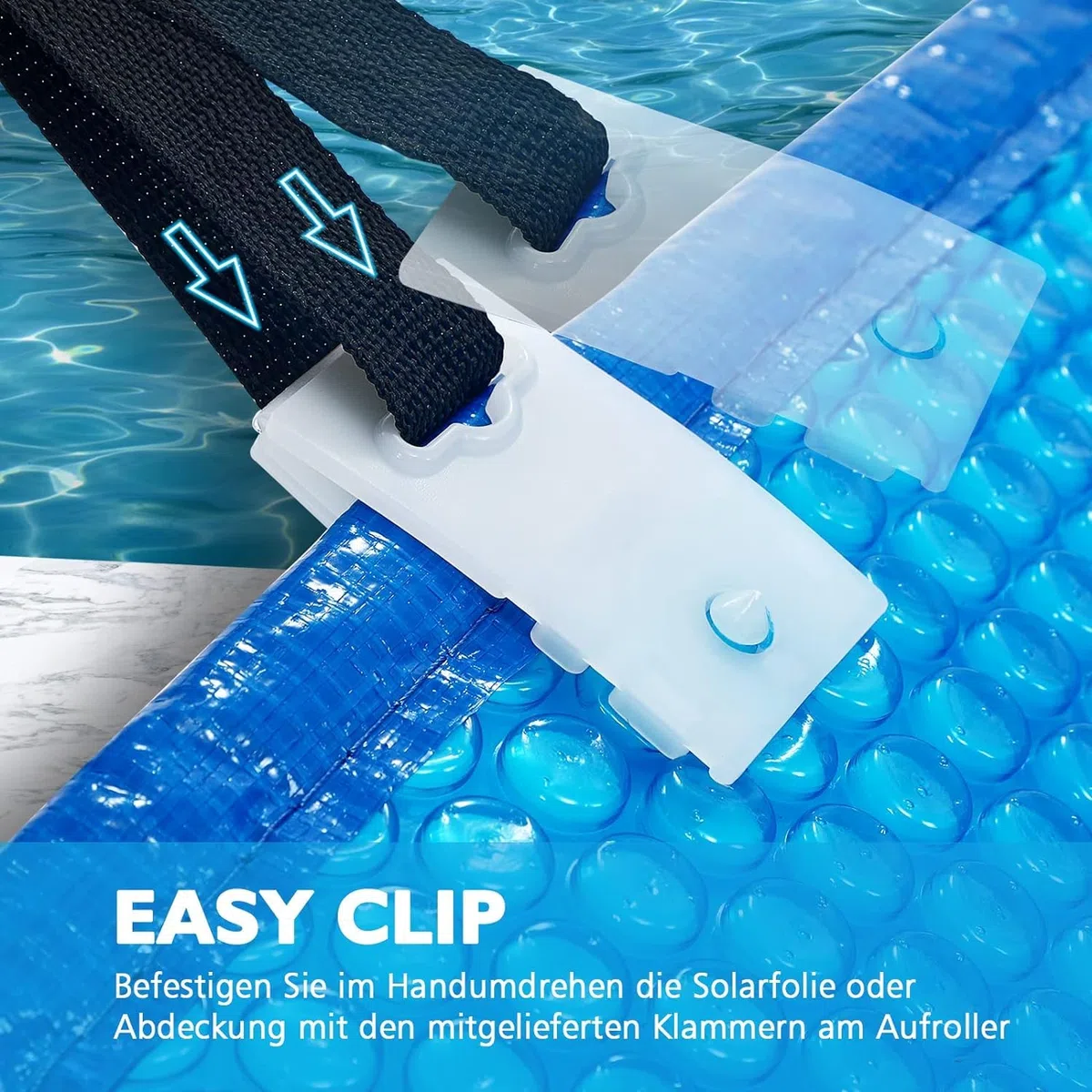 Mobiles Aufrollsystem Pool Aufroller für Solarfolie Poolabdeckung 1,05m-6,15m Edelstahl Verstellbar inkl. Befestigung & Rollen