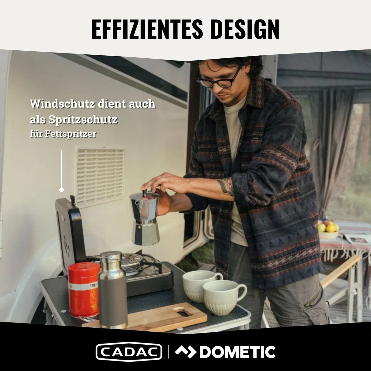 CADAC - 1 Cook Turbo FFD Stove - 50mBar - Grillen - Tragbare Grills - Kochfläche aus Edelstahl - Inkl. Schutzhülle - Campingplatz - BBQ-Must-Haves