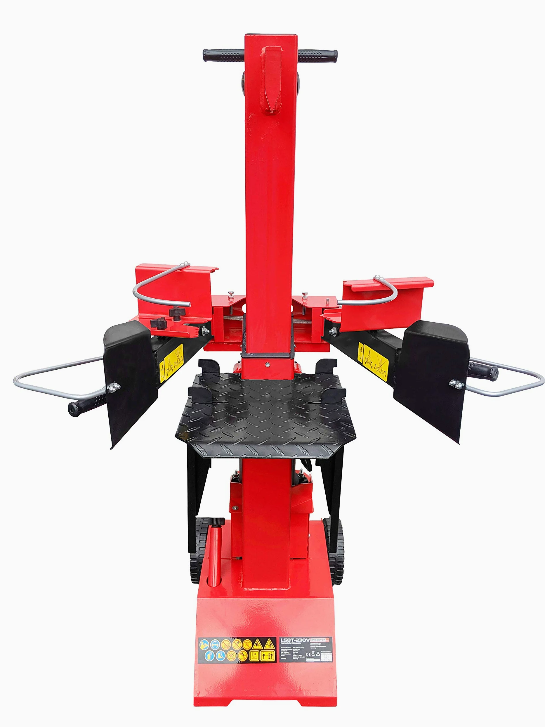 CROSSFER Holzspalter LS8T-230V/PRO/Hydraulikspalter 8 Tonnen Spaltkraft / 230V Motor 3 kW/Auto-Rücklauf mit stufenlosem Rücklaufstopp / 55 cm Spaltlänge/Spaltgut Ø max. 30 cm / 2 Holzablagetische