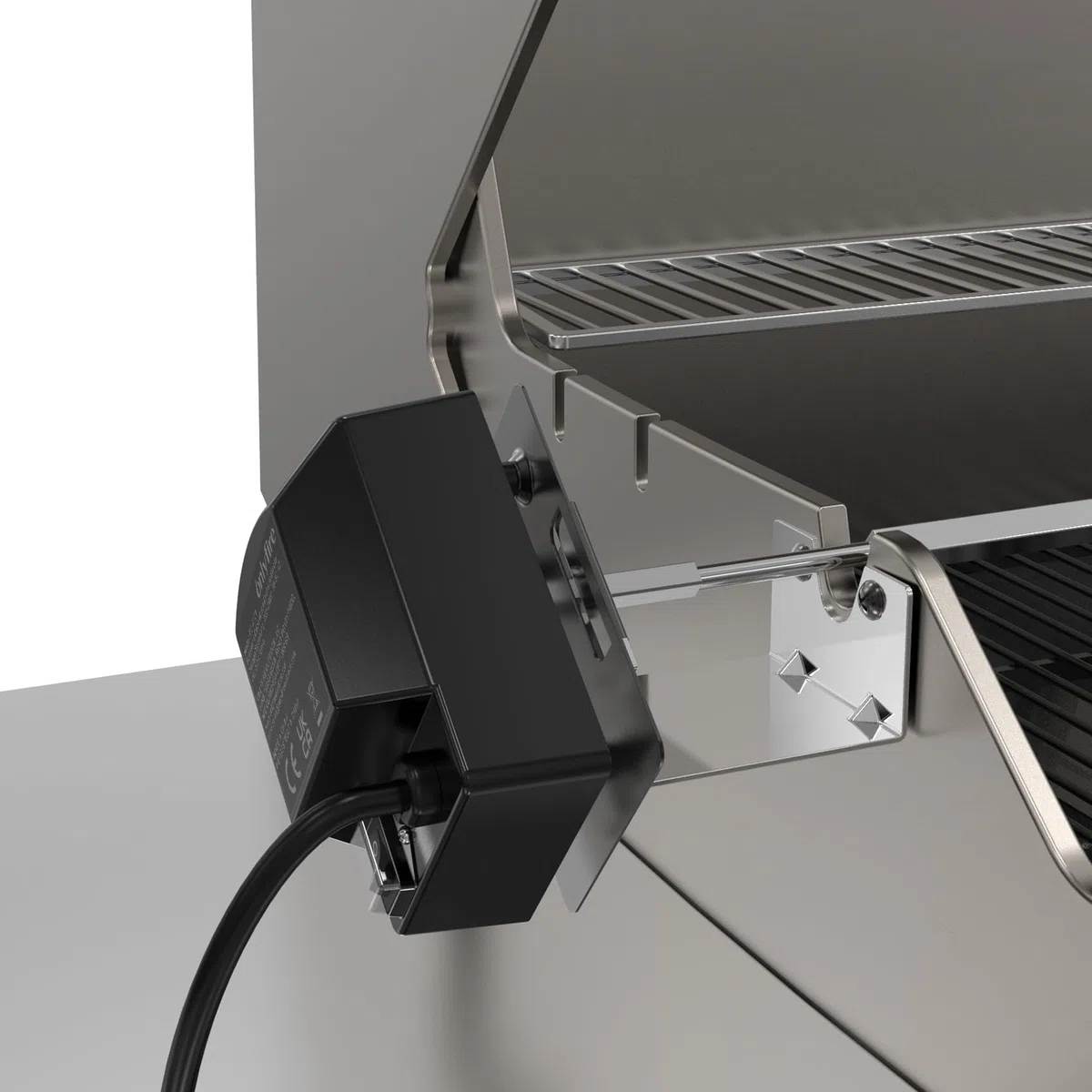 onlyfire Edelstahl Grillspieß Set für Weber Spirit I & Spirit II 200/300 Serie Gasgrill, inkl. 2X Fleischklammer, Motor, 220V-240V, Motorhalter, Drehspieß, Rotisserie, Drehspiess