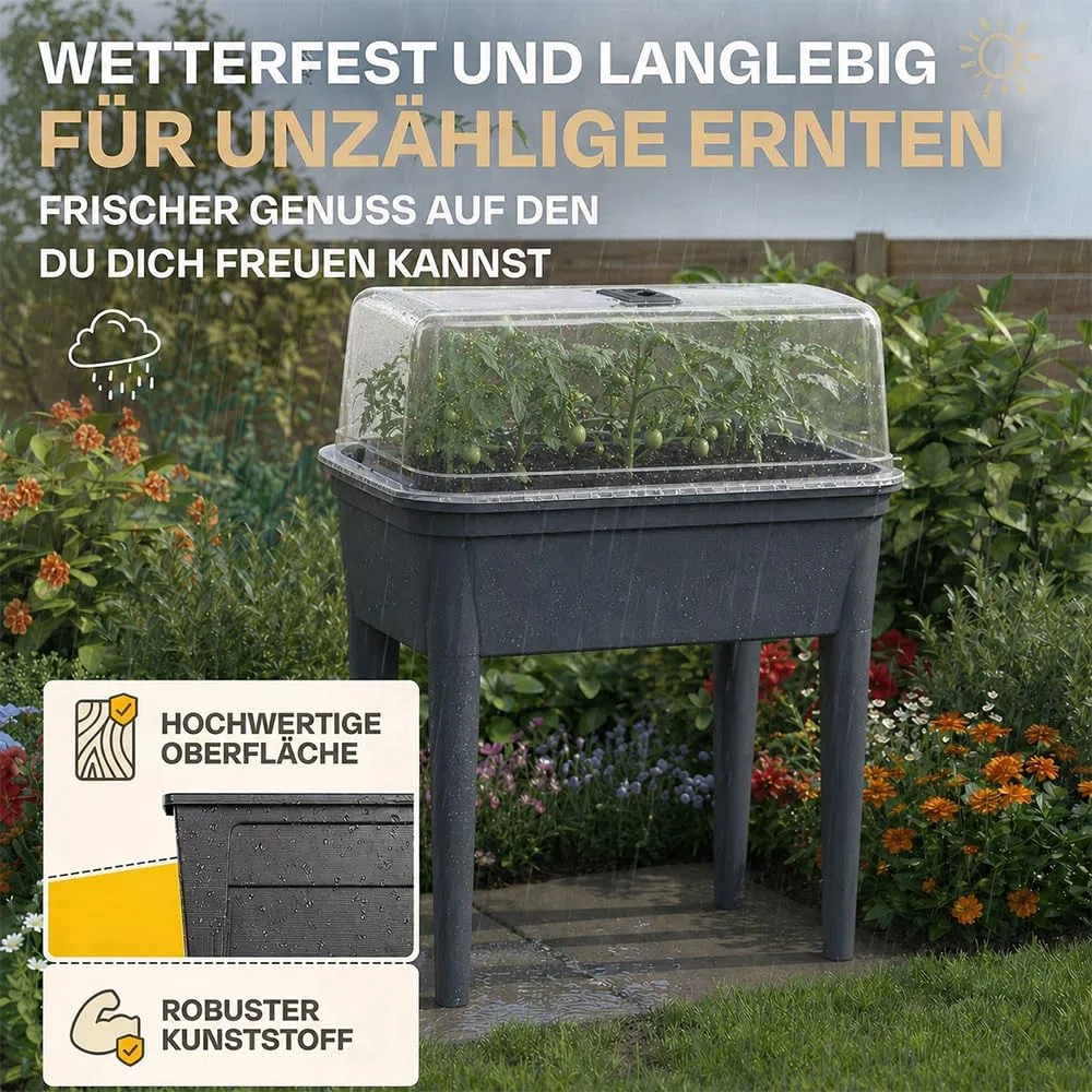 Ondis24 Hochbeet Valentina Frühbeet Gewächshaus Pflanzbeet Anzuchtbeet Anthrazit