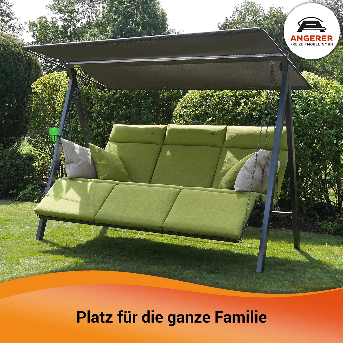 ANGERER Hollywoodschaukel Lounge Smart grau | Gartenschaukel Made in Germany, Schaukel zum Sitzen, Liegen und Entspannen, inklusive Bett-Funktion, einfache Montage