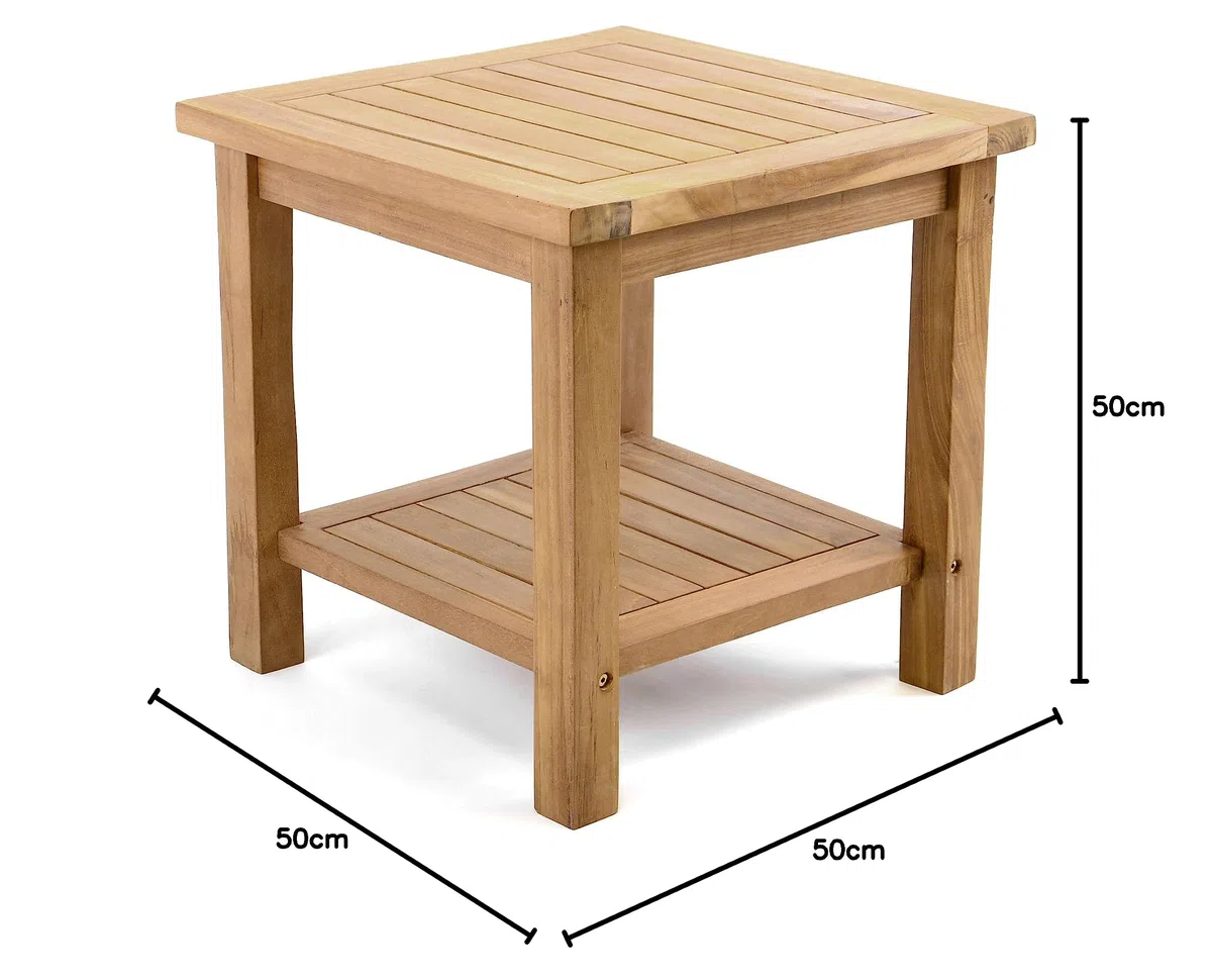 Divero Balkontisch STRALSUND aus Teak Holz, behandelt – Farbe: Braun