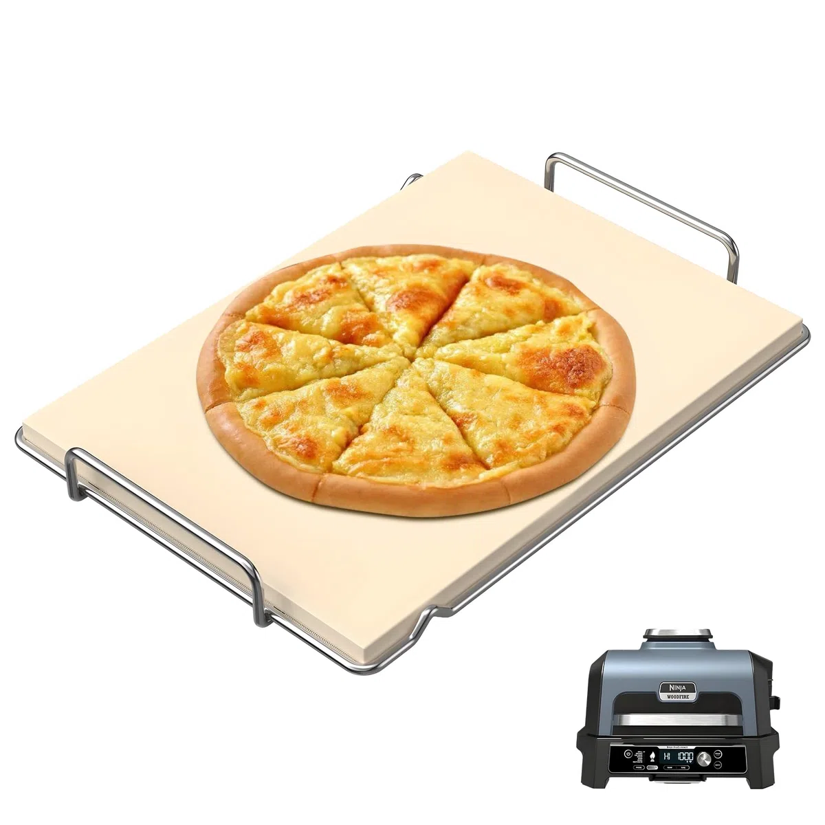 Pizzastein mit Gestell für Ninja Woodfire XL Grill OG800 OG900 Serie Zubehör, Woodfire Grill Pizzastein für Ninja OG951 OG850 OG952 Pro Connect XL Outdoor Grill Zubehör, Rechteck