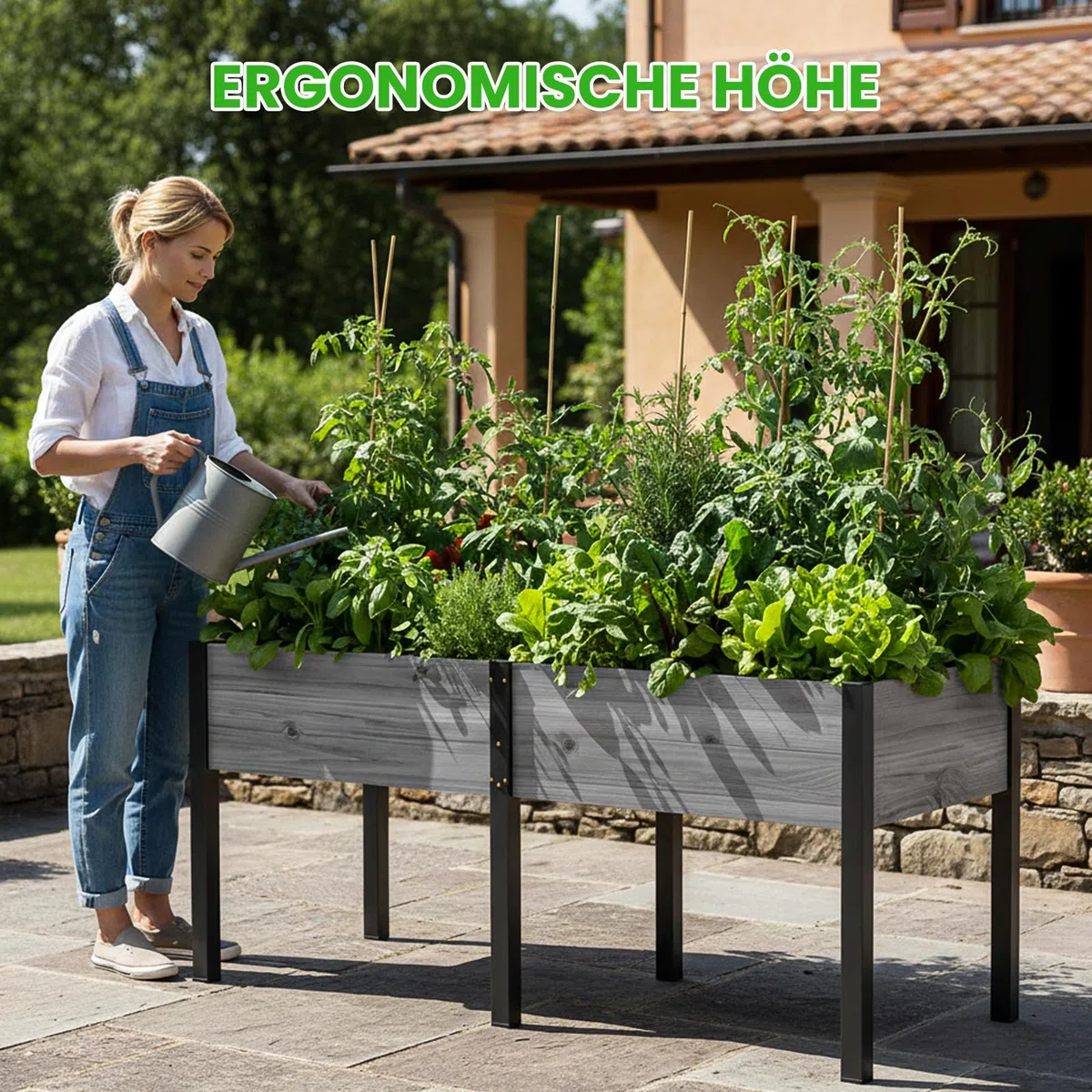 Hochbeet aus Holz - 180x60x80cm Großes Erhöhtes - Modern & Extrem Stabil Pflanzkasten & Blumenkasten - Pflanzbeet Kräuterbeet Blumenbeet für Garten Balkon Terrasse