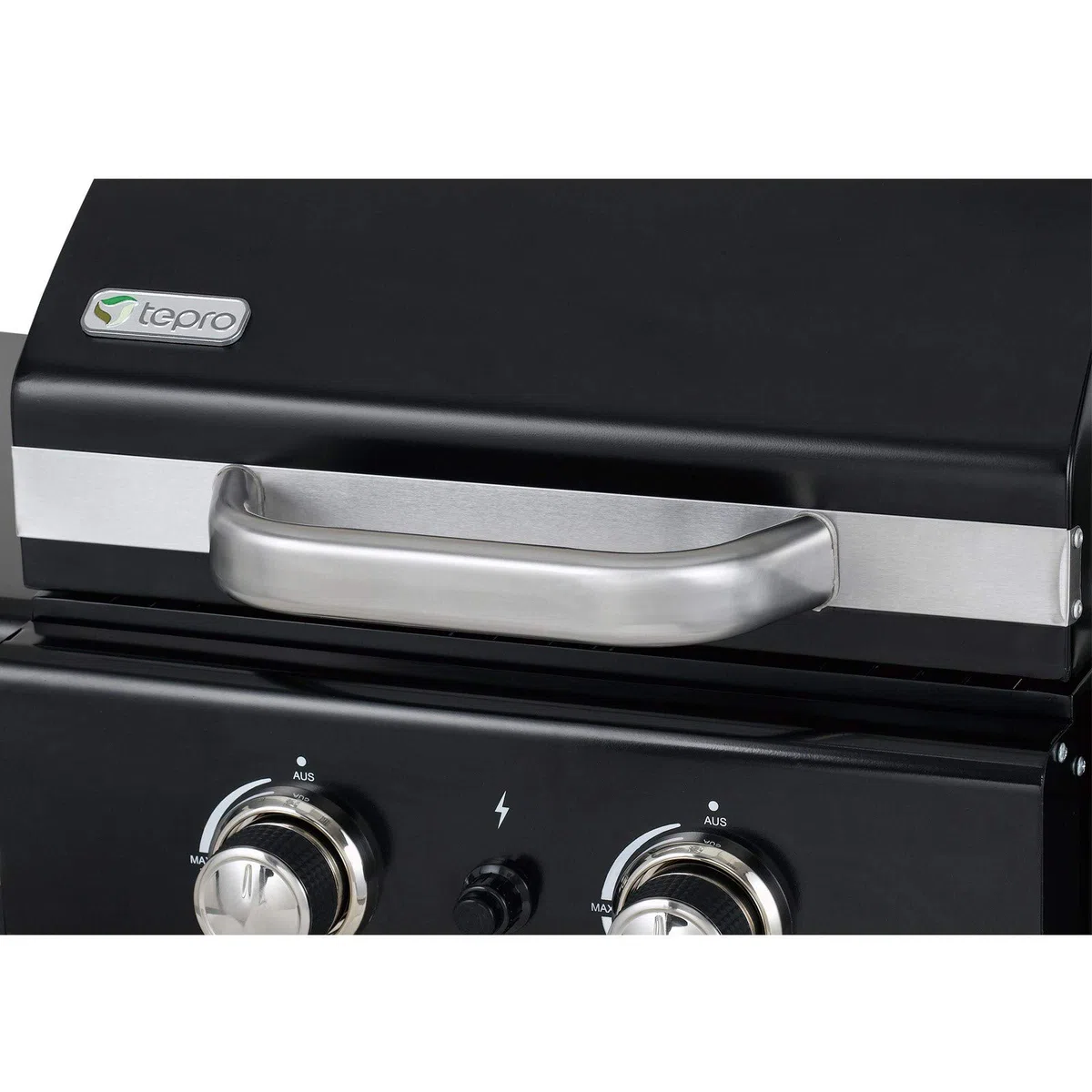 tepro Gasgrill Mayfield 2 mit 2 hochwertigen, leistungsstarken Edelstahlbrennern, verchromten Grillrosten (Rost-in-Rost-System), großer Warmhaltefläche, integriertem Thermometer im Deckel und praktischen Seitenablagen, Maße ca. 112 x 58 x 100 cm