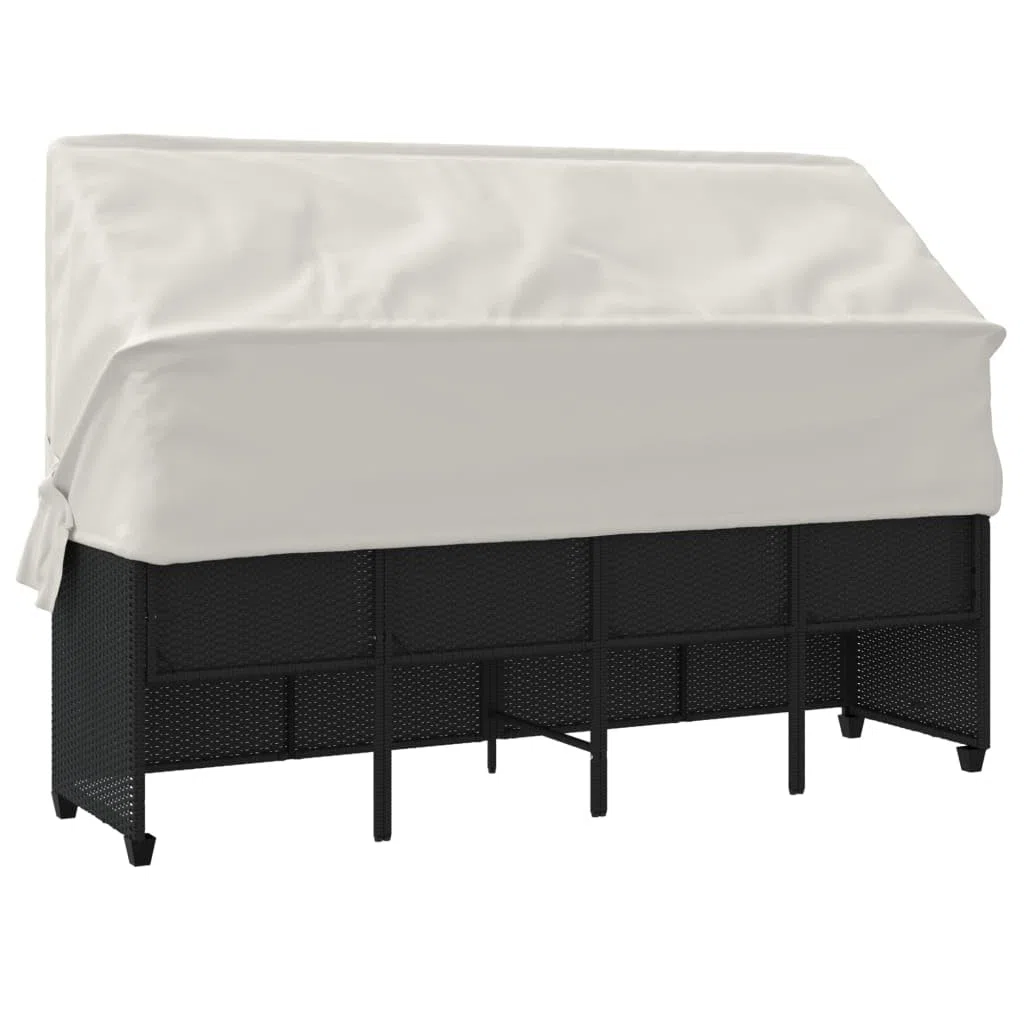 Gartensofa mit Dach Liegesofa Rattan Sonnenliege Balkon Sofa Gartenliege Sofa Liege Lounge Sofa Outdoor Rattansofa 200 x 52,5 x 3 cm