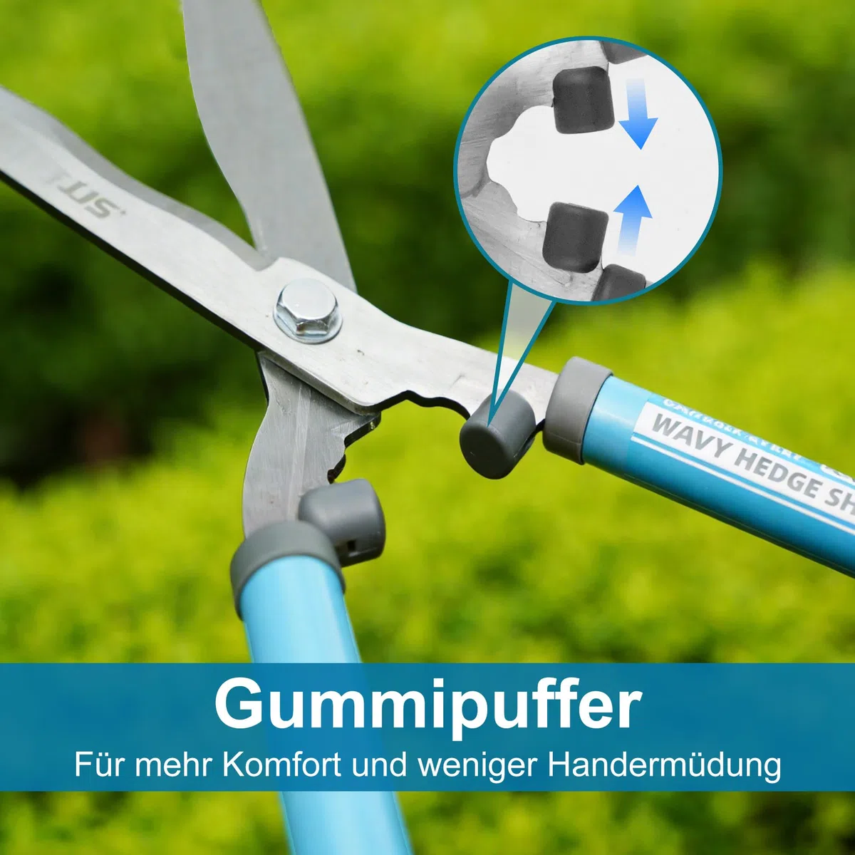 CYRUS heckenschere manuell,Hochwertige Wellenschliff-Stahlklinge,ergonomischer rutschfester Griff,Ideal für Garten-Heckenschnitt an Rabatten und Sträuchern,Länge 52cm