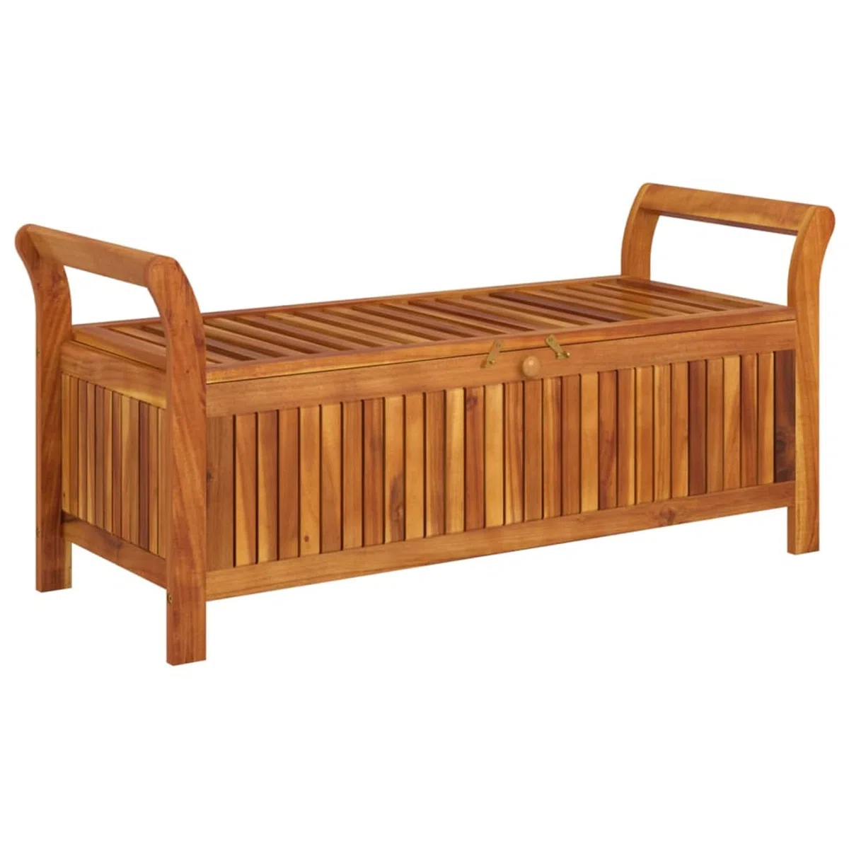 Tidyard Garten Truhenbank mit Kissen Gartenbank Gartentruhe Holzbank Sitztruhe Gartenbox Auflagenbox Kissenbox Spieltruhe Sitzbank für Terrasse Garten Balkon 126 cm Massivholz Akazie