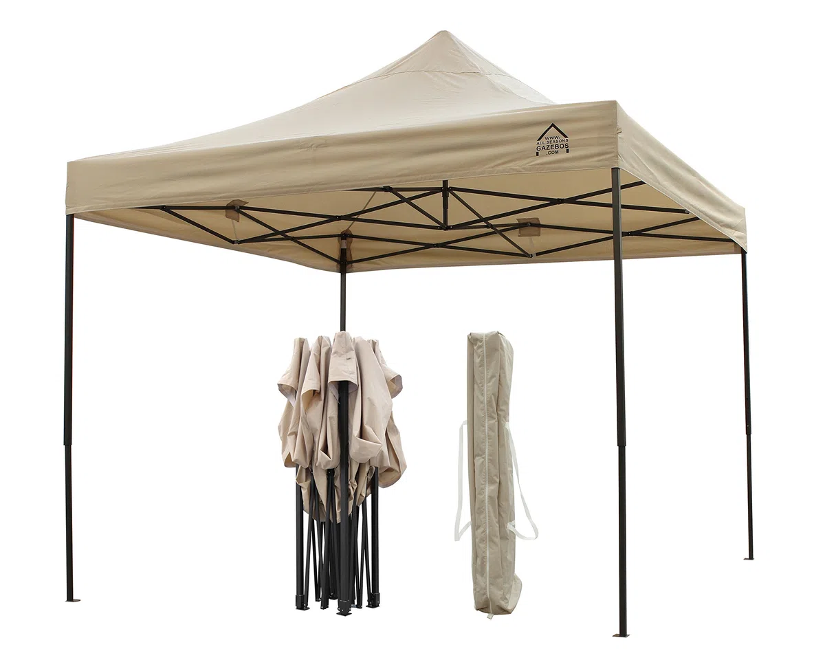 All Seasons Gazebos | 2.5x2.5m Pop Up Gazebo mit 4 Seitenwänden, Zubehörpaket & Rolltasche | Schwerlast, vollständig wasserdicht, hochwertige Materialien (Beige)