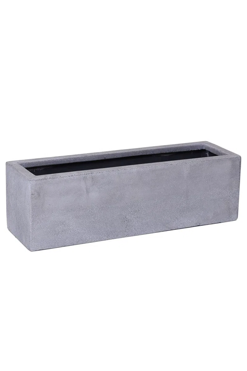 VIVANNO Blumenkasten Balkonkasten Pflanzkasten Fiberglas FLOBO Beton-Optik grau - 15x60x17 cm