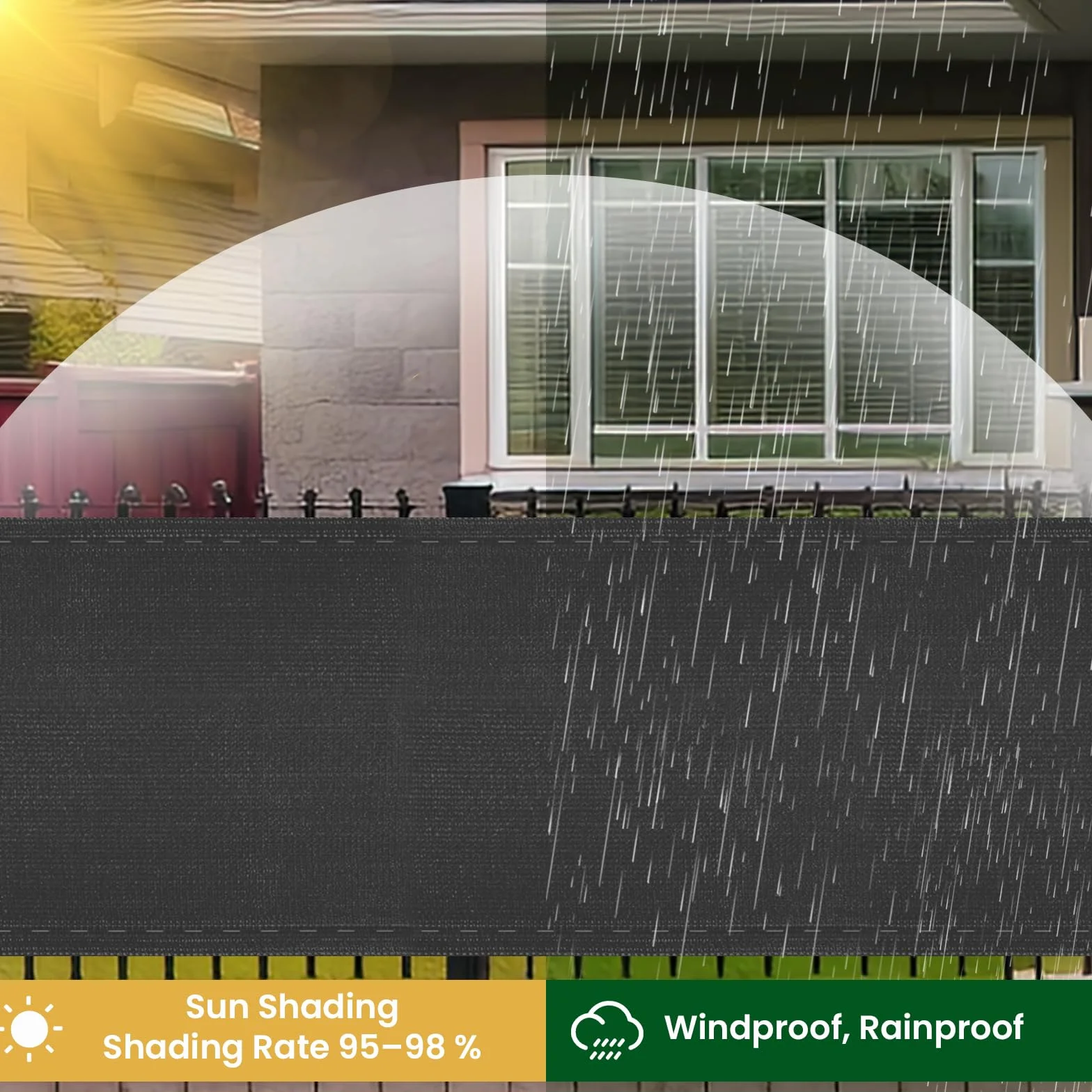 WOLTU Zaunblende Sichtschutz 1,8x15 m Schattiernetz 280 g/m² HDPE Sichtschutzzaun 95% Beschattungsgrad mit Kabelbindern Tennisblende Windschutz Sonnenschutz für Sportplatz Garten Balkon, Anthrazit