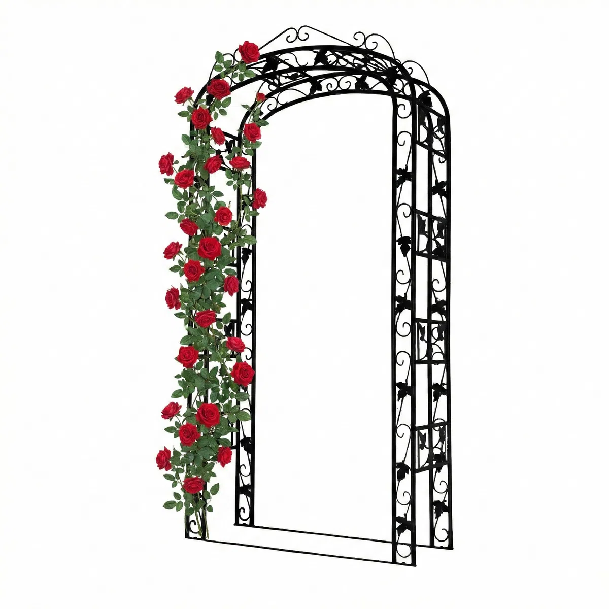 Relaxdays Rosenbogen, Metall, Torbogen Garten, HxBxT: 240 x 120 x 45 cm, Stabiler Rankbogen für Kletterpflanzen, schwarz