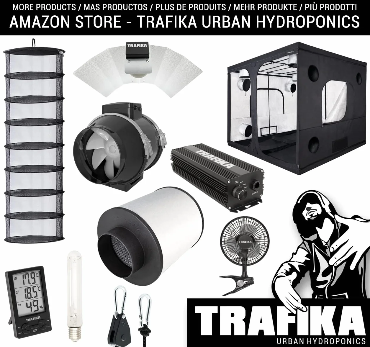 TRAFIKA PFLANZENBELEUCHTUNGS-KIT ELEKTRONISCHES VORSCHALTGERÄT 600W: DIGITALES Ballast 600W + Leuchtmittel + 4M-Kabel + UMLENKROLLEN + Reflektor/BELEUCHTUNGSKIT