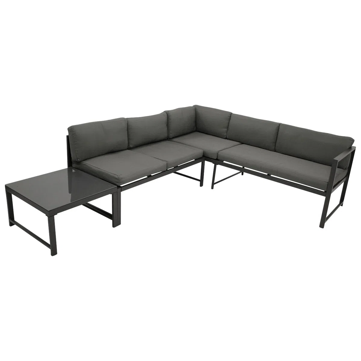DEGAMO Funktions Eck- Loungeset Montana 192x188cm, Aluminiumgestell dunkelgrau, mit Verstellbarer Liegefunktion und Polstern grau, Outdoor wetterfest