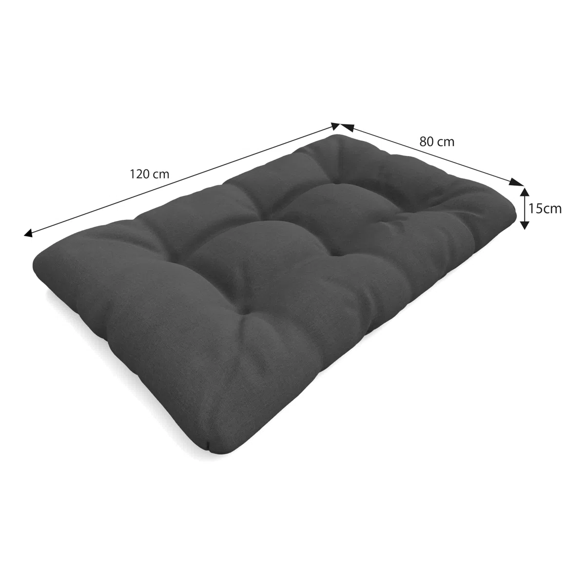 POKAR Palettenkissen Wasserabweisend Palettenauflagen Palettenmöbel Palettensofa 2er Set: Sitzkissen 120x80 + Rückenlehne 120x40, Anthrazit