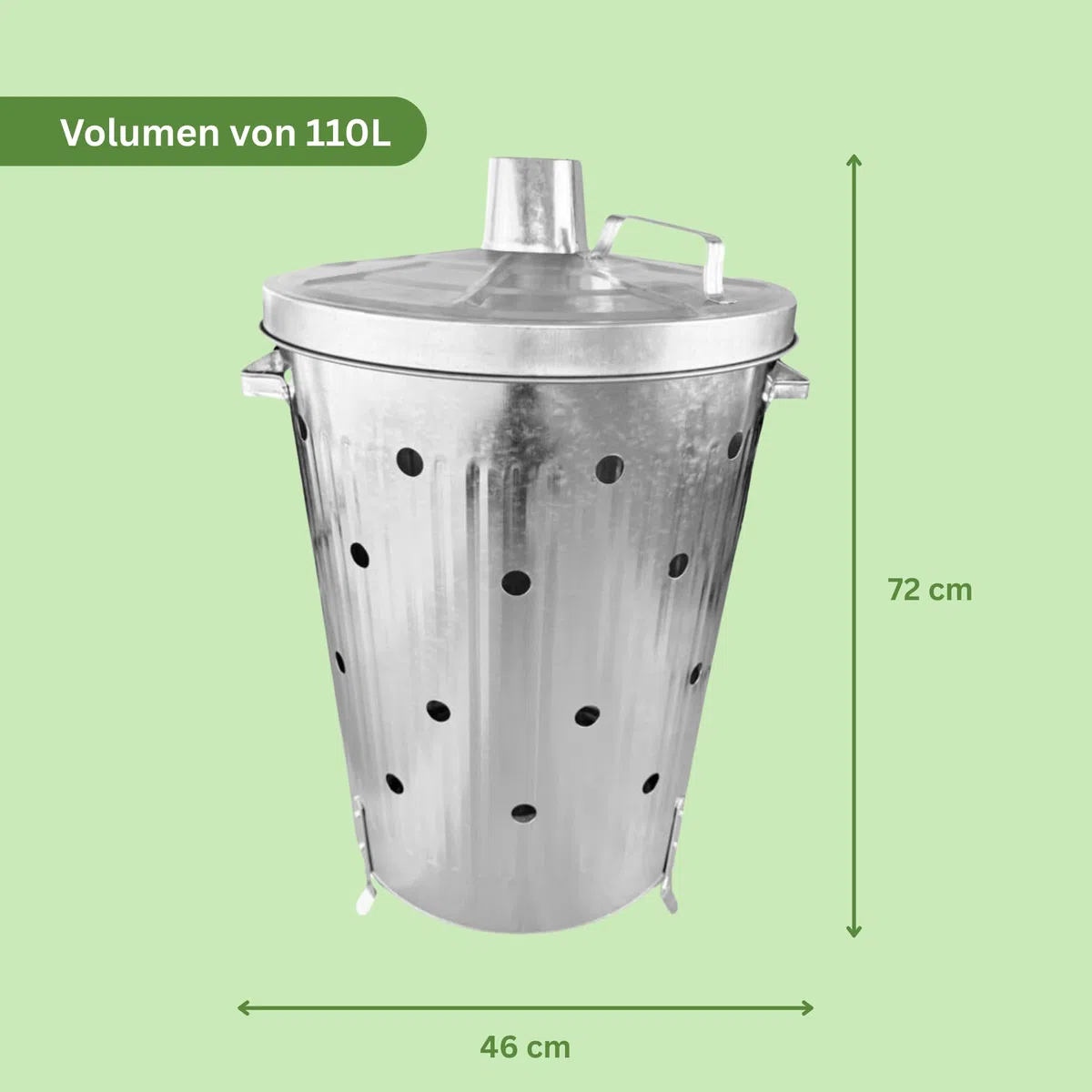 Rori Feuertonne XL für Gartenabfälle mit Deckel, rund (110L)