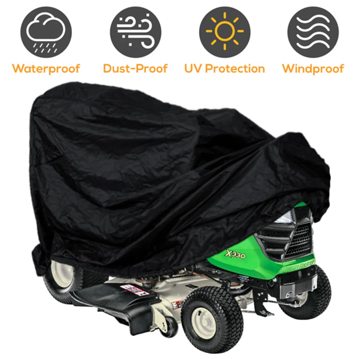 LP93647 Schwere Aufsitzrasenmäherabdeckung für John Deere X300 – X700 Serie Aufsitzmäher 330D Oxford-Gewebe Regenschutz vor Staub, Schmutz, Schnee, Regen, Sonnenstrahlen, Allwetterschutz