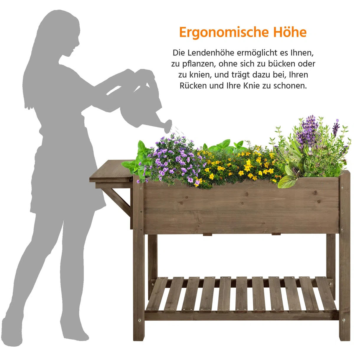 Yaheetech Blumenkasten mit klappbare Tischplatte, Pflanzkasten mit 8 geteilten Fächern, Hochbeete-Kit Frühbeet für Garten/Hinterhof/Veranda, Kräuterbeet Anzuchtbeet zum Bepflanzen 123,5 x 54 x 80 cm