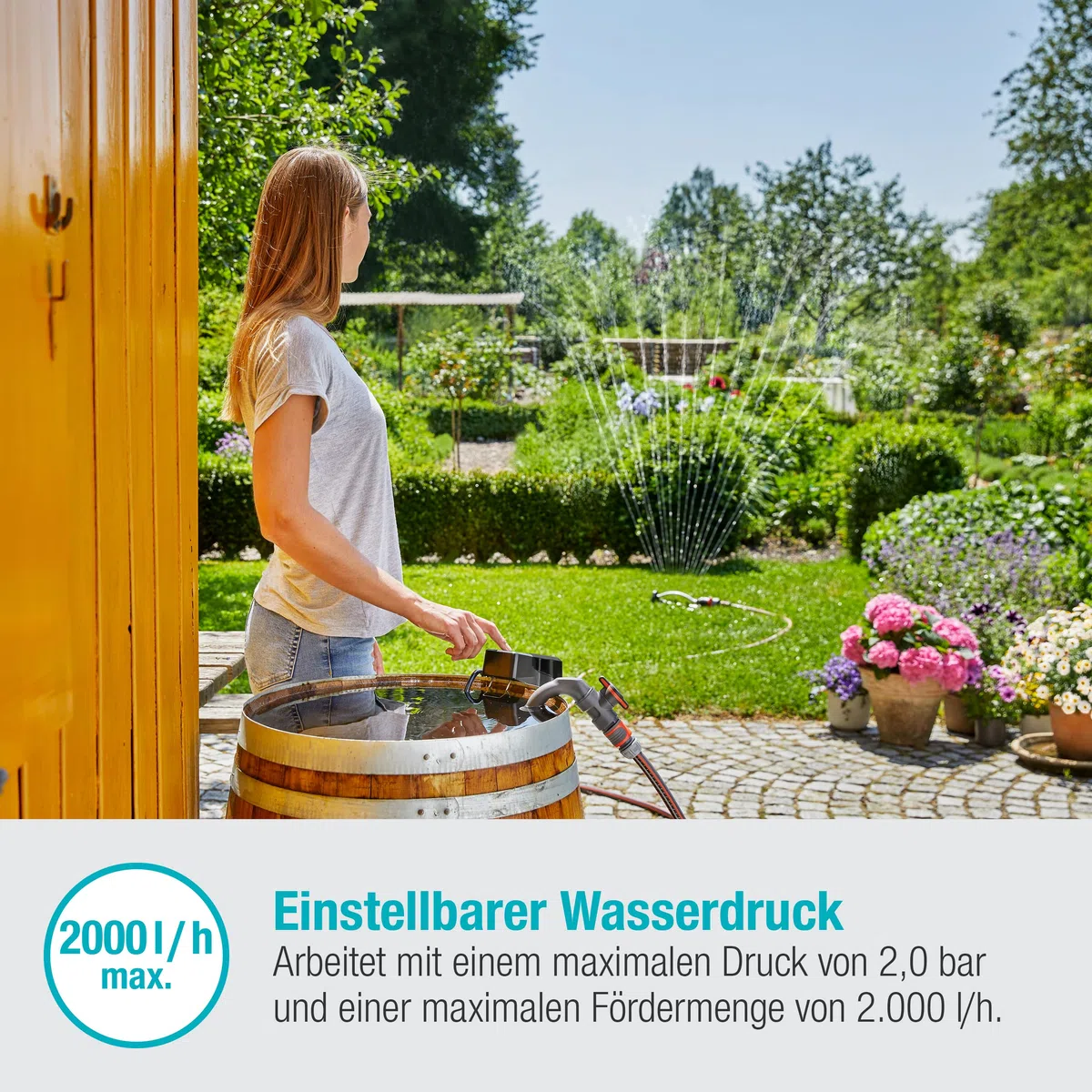 Gardena 14602-20 Akku-Regenfasspumpe 2000/2 18V P4A Ready-To-Use Set, Standard, One Size & System Akku P4A PBA 18V/72: Zubehör für viele Gardena Gartengeräte