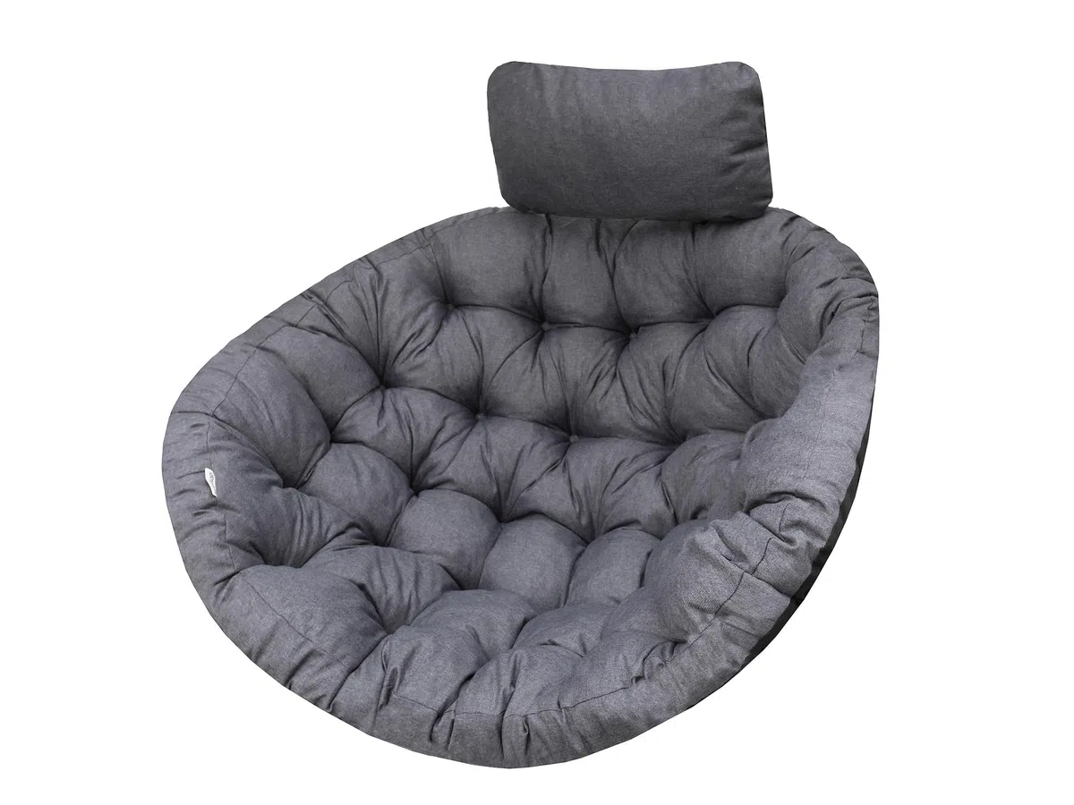 PillowPrim Hängesessel Kissen, Auflage für Polyrattan/Rattan Hängeschaukel, Polster, Hängekorb, Schaukel Korb, Schaukelkissen Rückenkissen in der Farbe Graphit