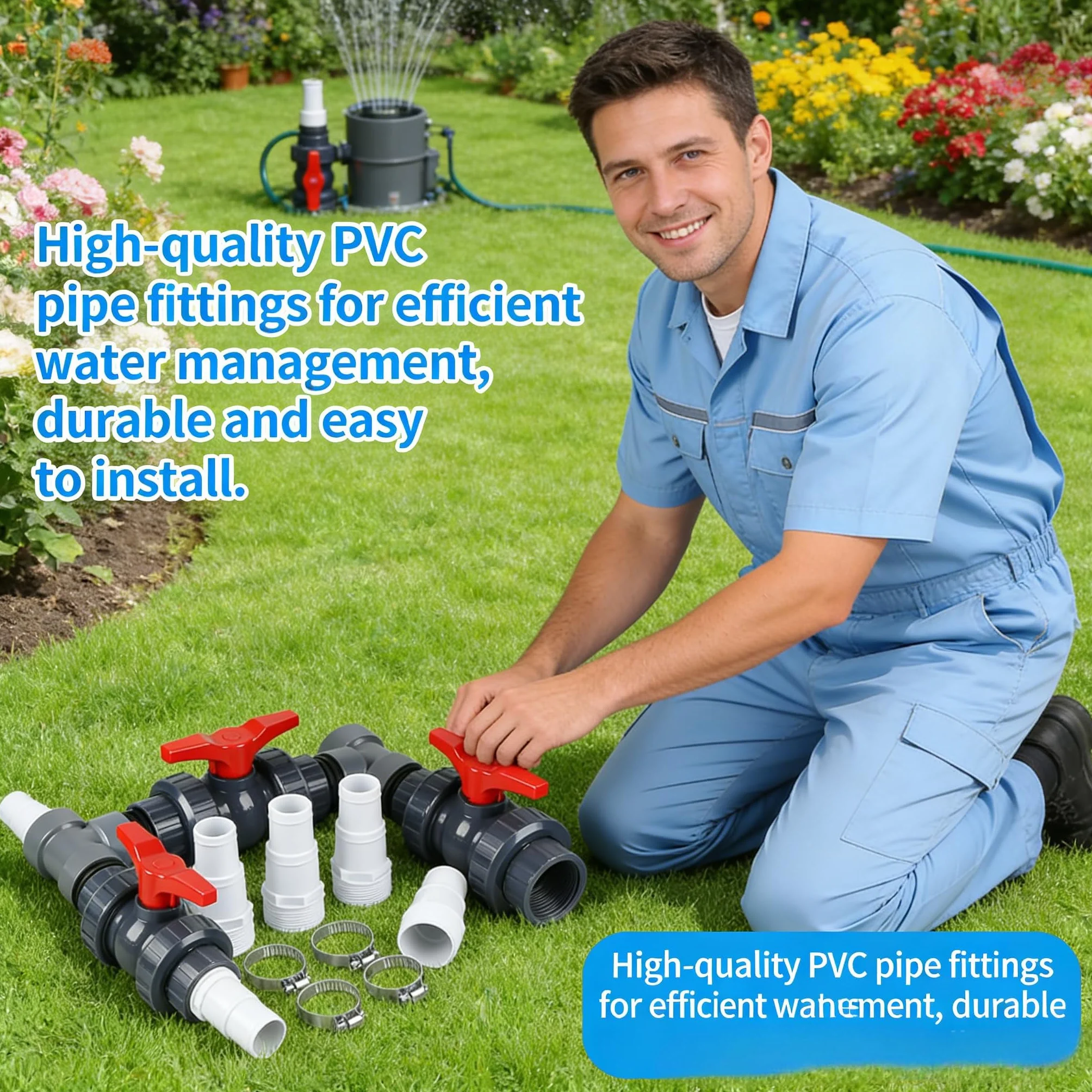 Bypass Pool Set, Wärmepumpen Anschluss Set, Ø 50 mm Wärmepumpe Pool Anschluss Set, Adapter für Pool Heizung mit 32mm 38mm Schläuchen, Steuerung der Wasserzufuhr für eine optimale Temperaturregulierung