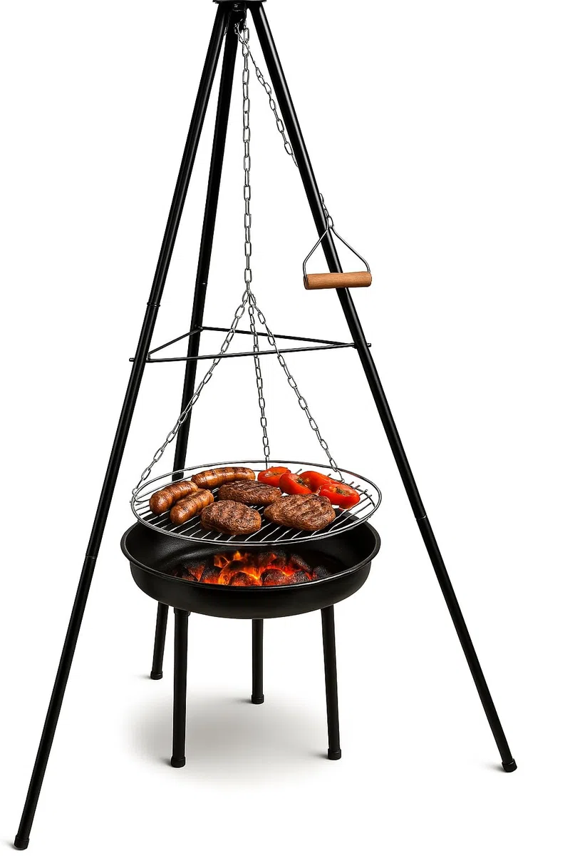 ACTIVA Schwenkgrill Indiana I Premium Feuerschale mit Grillrost inkl. hochwertigem & verchromtem Grillrost I Robuster Schwenkgrill mit Feuerschale