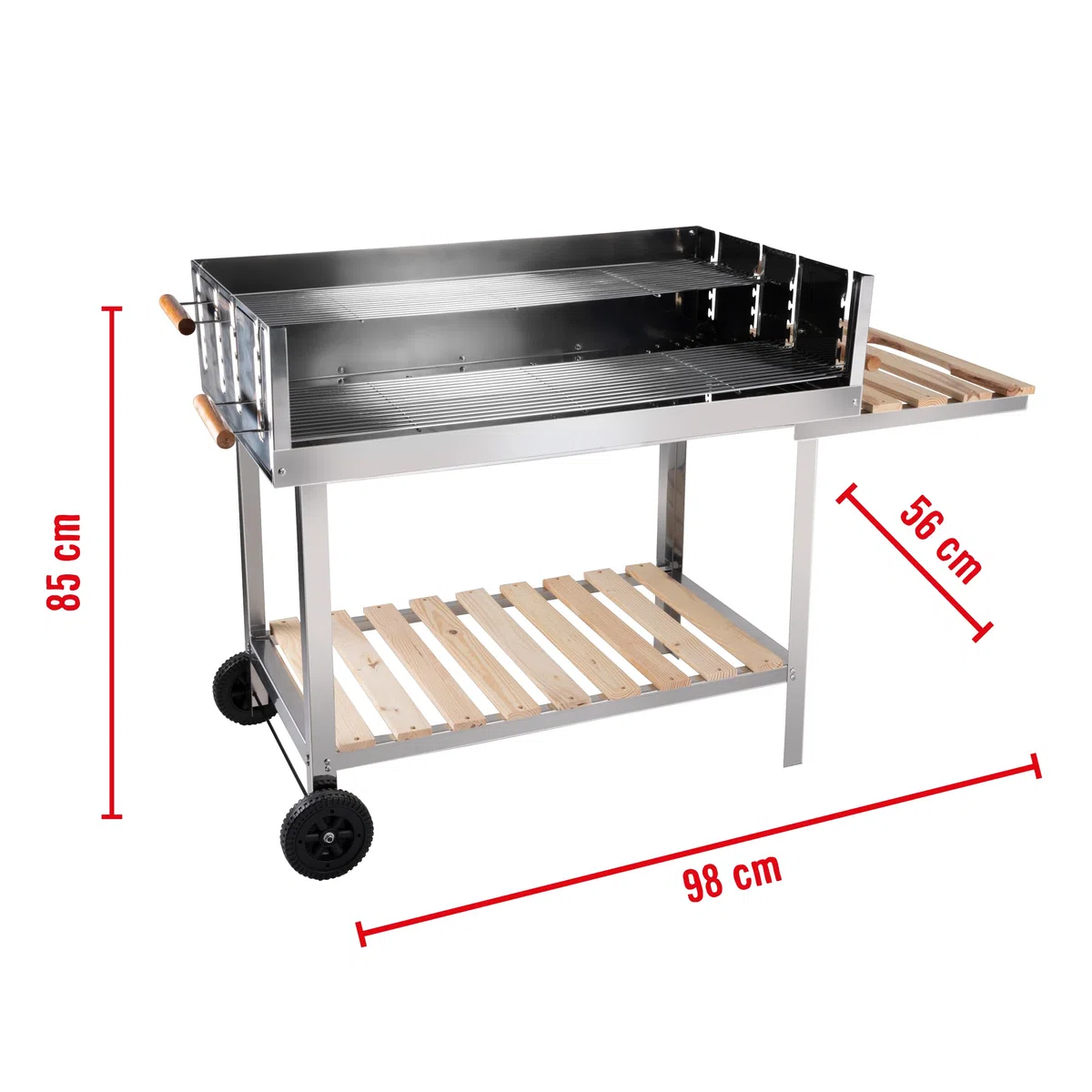 BBQ Collection Holzkohlegrill - BBQ mit Tisch - Gartenküchen Barbecue in höhenverstellbar - 98 x 56 x 85 cm