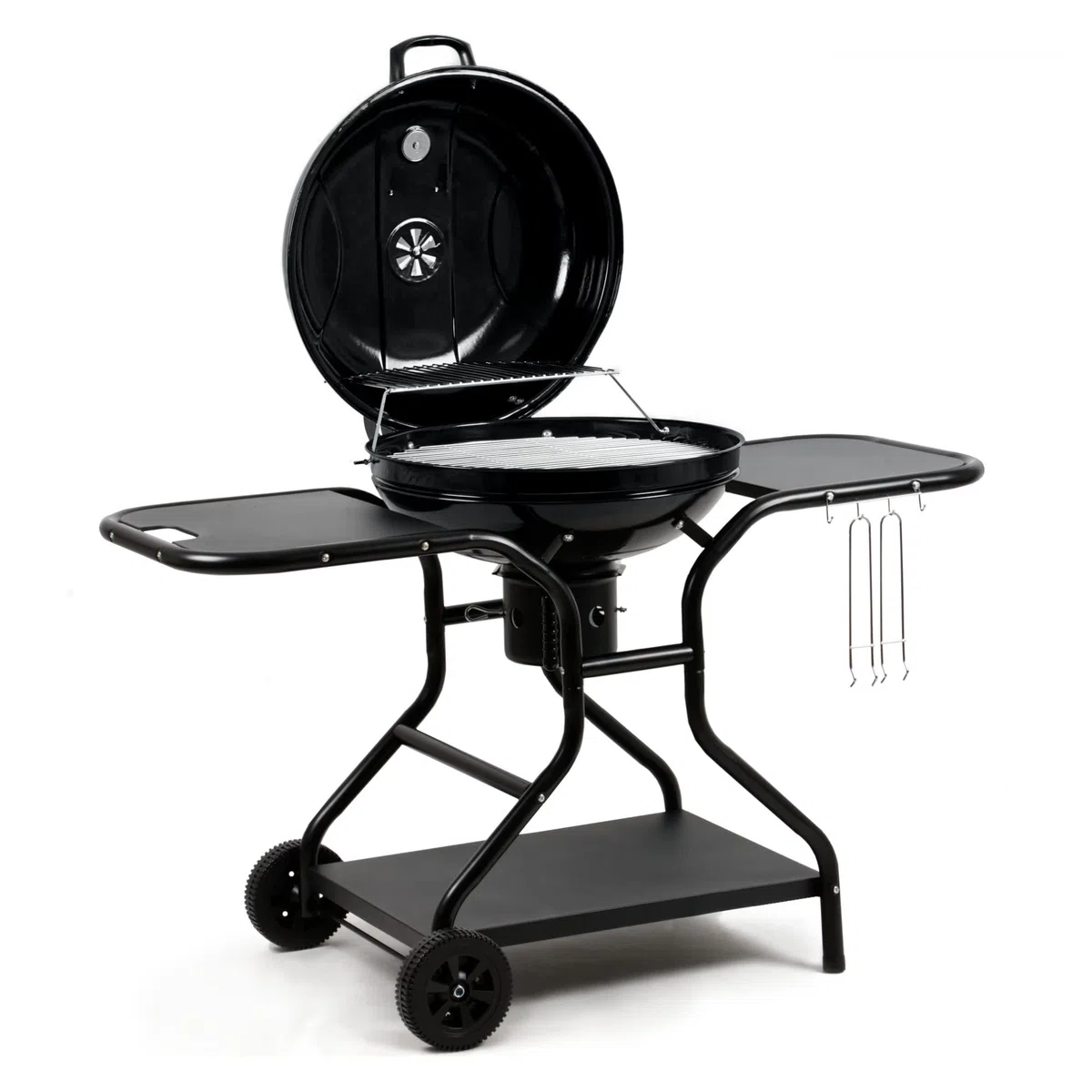 BBQ-Toro Kugelgrill Ø 57 cm mit Ablagefläche und Grillrostheber | Grillfläche Ø 54,5 cm | BBQ Kugelgrill Holzkohle, Barbecue Grill Holzkohle rund, Holzkohlegrill mit Deckel