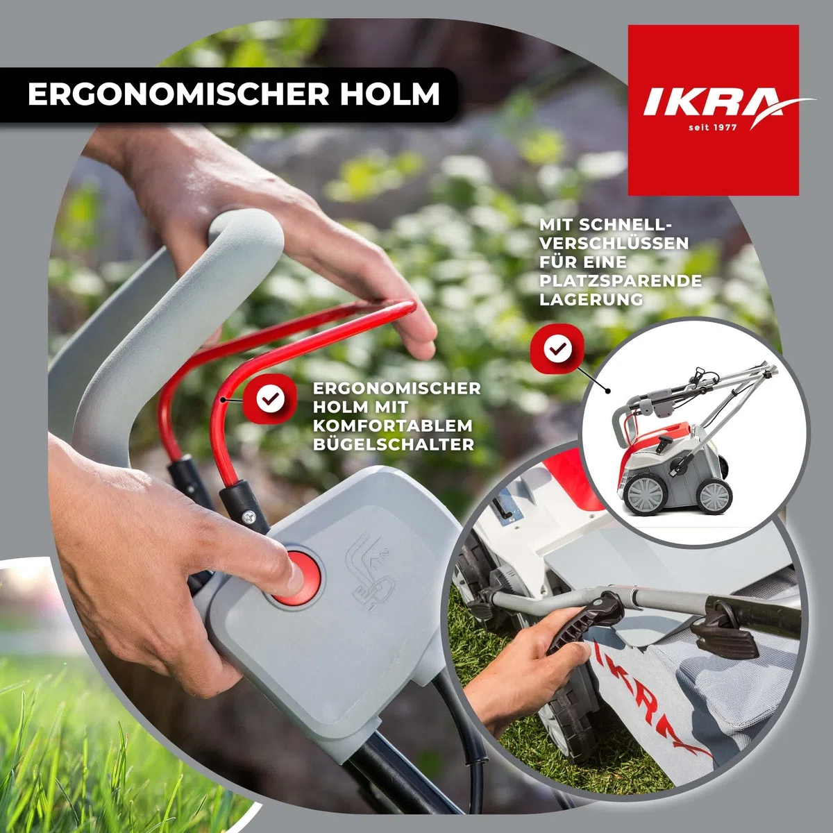 IKRA Elektro Vertikutierer Rasenlüfter IEVL 1840, Arbeitsbreite 40cm, 1800W | Fangkorb 55l, Arbeitstiefe +6 bis –12 mm, werkzeugloser Walzenwechsel, 2in1 Gerät lässt sich auch ohne Fangbehältnis nutzen