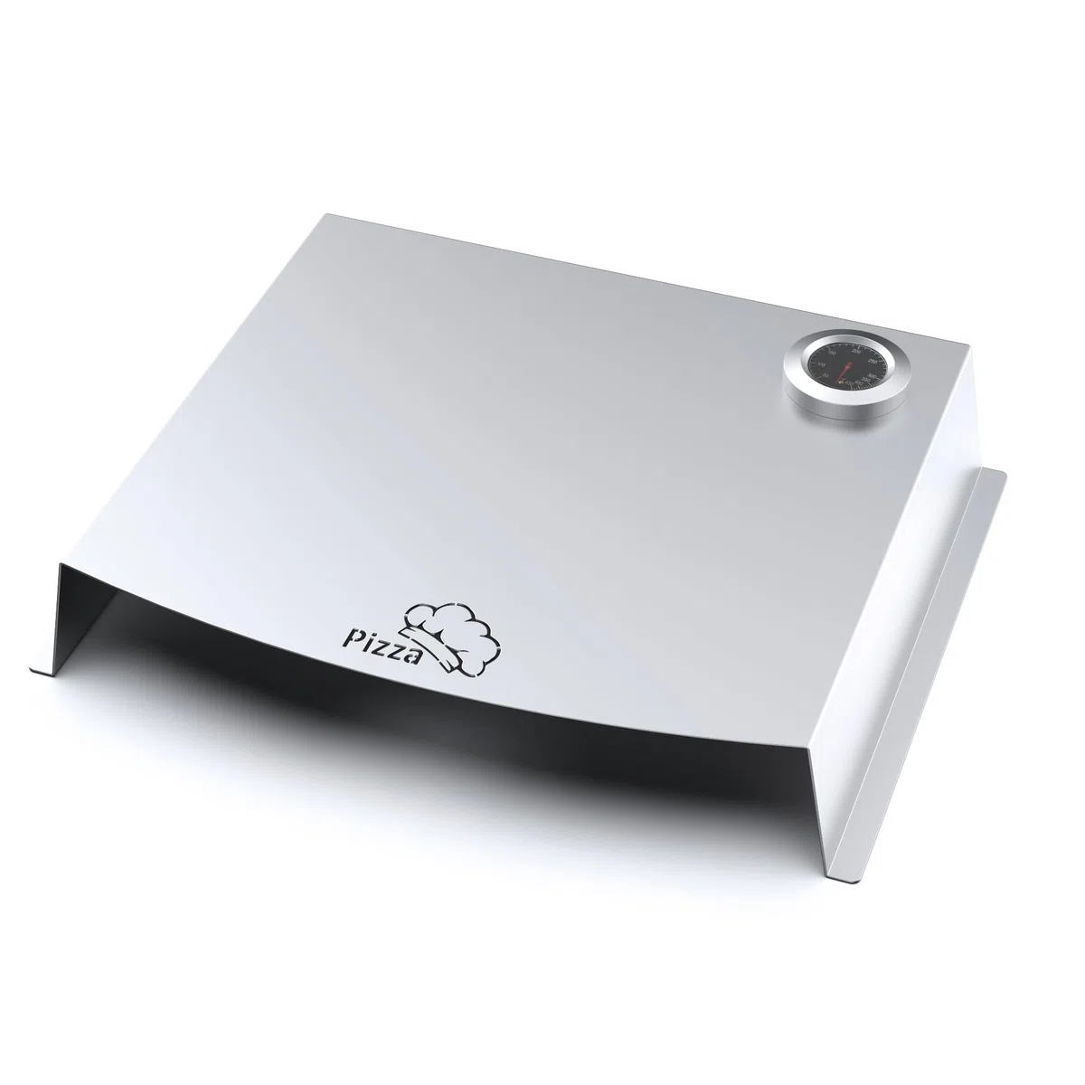 teileplus24 UP10 Pizzaaufsatz Gasgrill | Edelstahl | Thermometer | Pizza-Cover | passend für Napoleon Weber Rösle