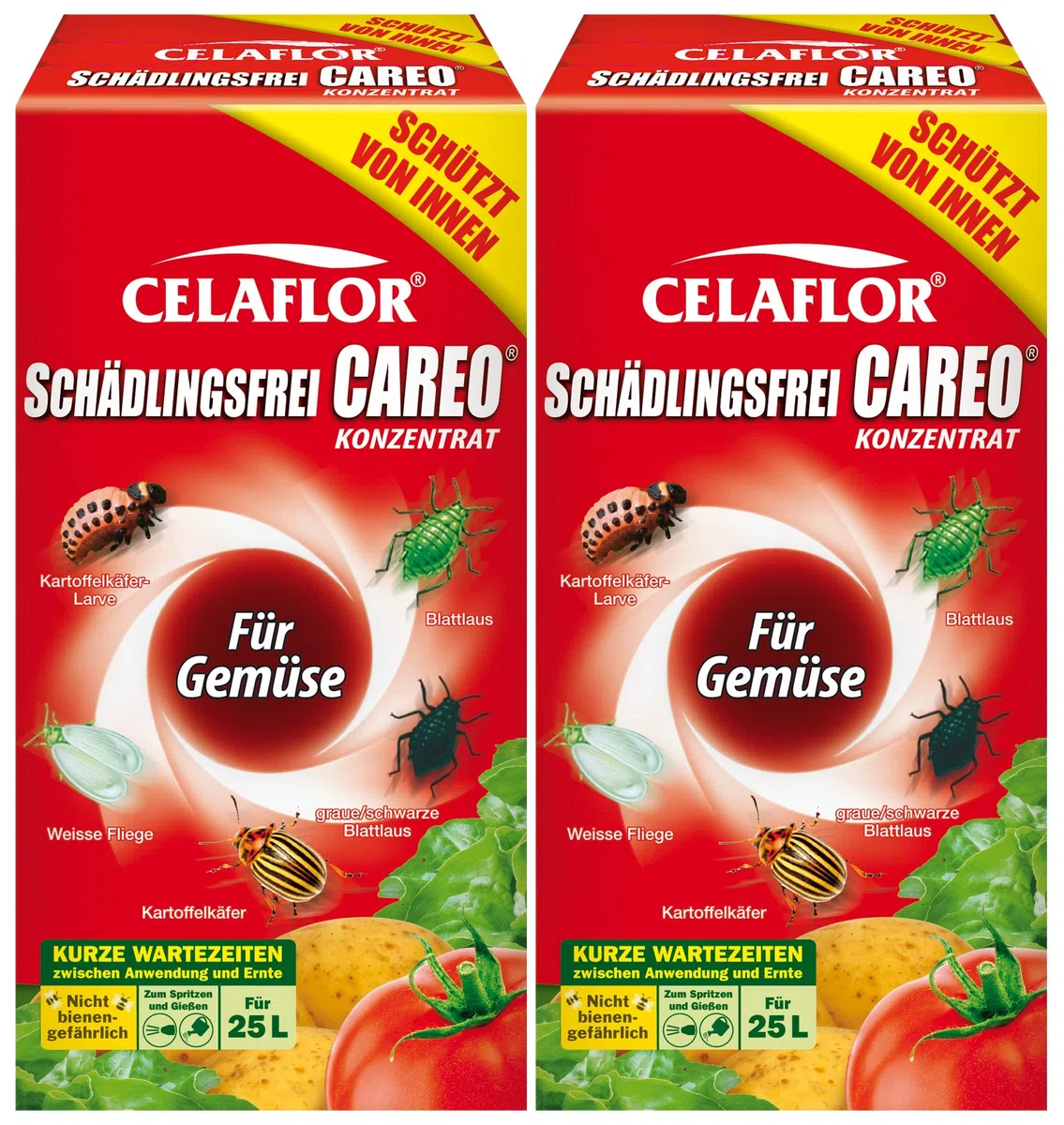 Celaflor Schädlingsfrei Careo Konzentrat Gemüse, Vollsystemisches Mittel mit schneller und breiter Wirkung gegen Blattläus, Zikaden, Weiße Fliege, Raupen, Käfer, Buchsbaumzünsler, 500 ml