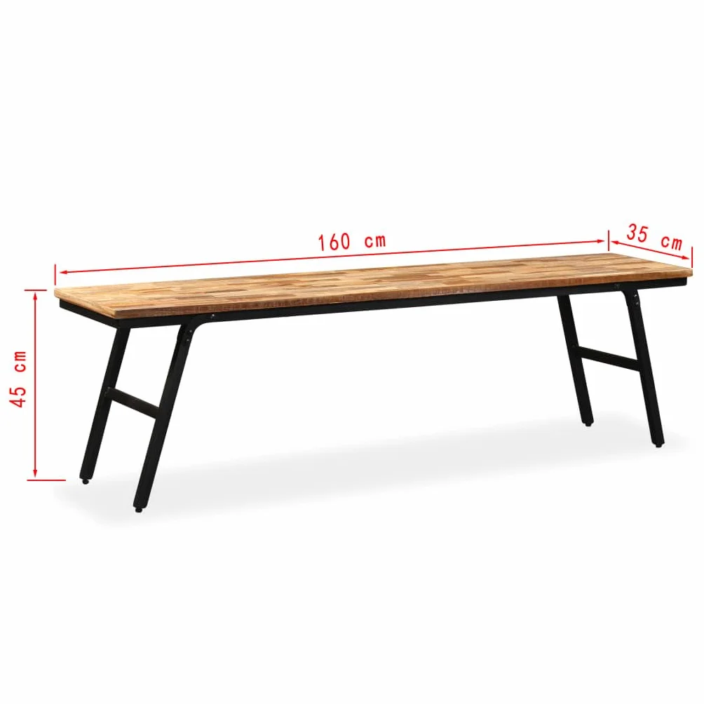 vidaXL Sitzbank Recyceltes Teak Stahl 160x35x45cm Flurbank Holzbank Küchenbank