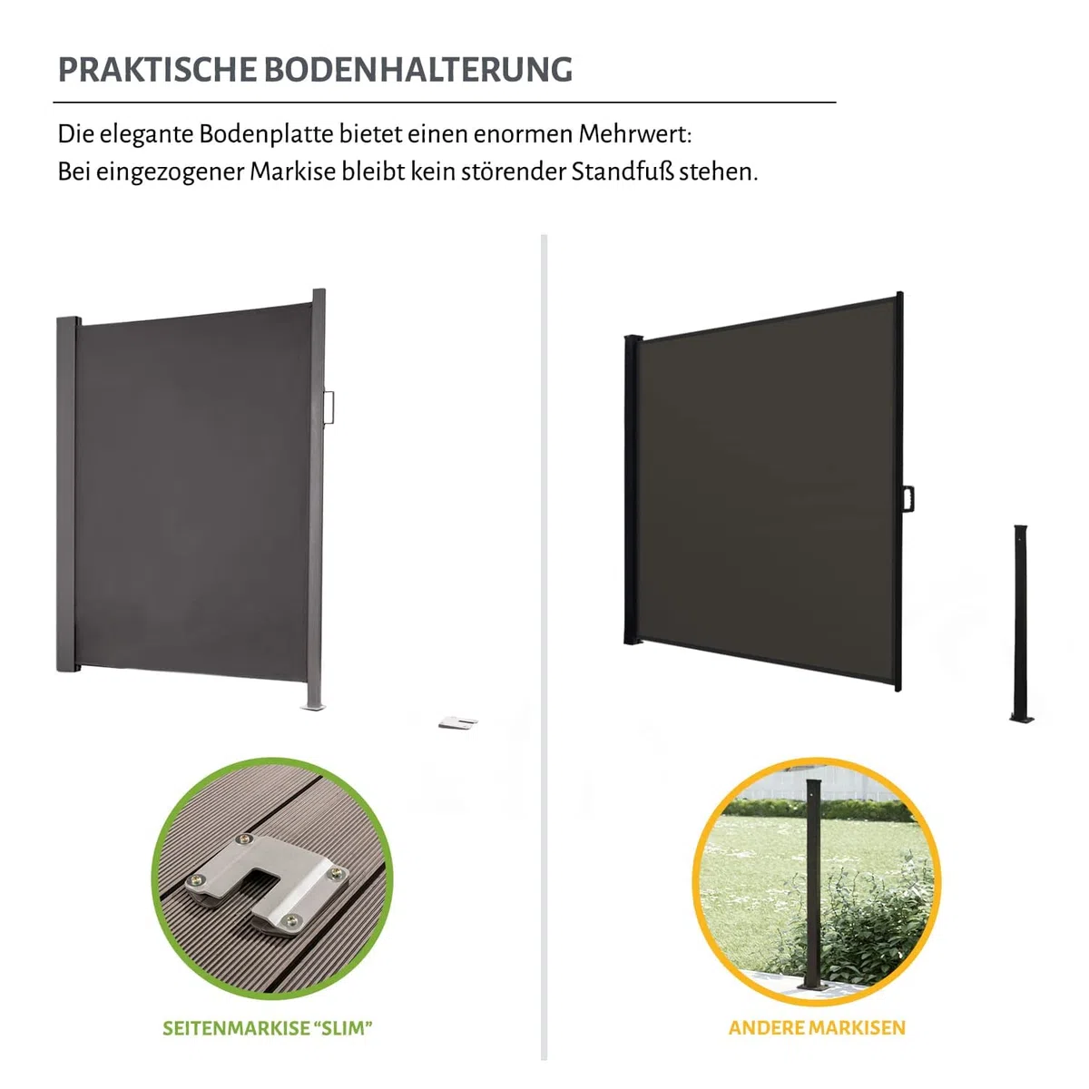 empasa Seitenmarkise 'Slim' Sichtschutz Sonnenschutz Windschutz, Farbe:anthrazit, Größe:160 x 300