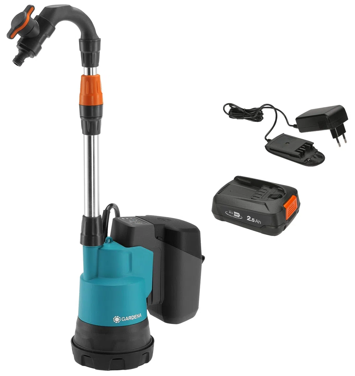 Gardena 14602-20 Akku-Regenfasspumpe 2000/2 18V P4A Ready-To-Use Set, Standard, One Size & System Akku P4A PBA 18V/72: Zubehör für viele Gardena Gartengeräte