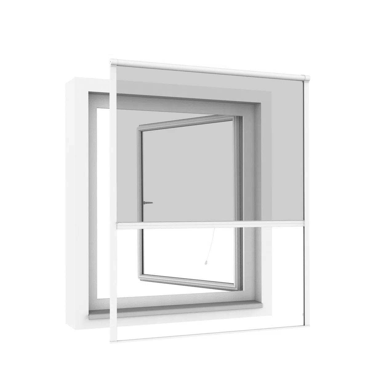 Windhager Insektenschutz Rollofenster zum Einhängen, Insektenschutz-Rollo, Fensterrollo als Mückenschutz, Fliegengitter, Selbstbausatz 100 x 160cm, weiß
