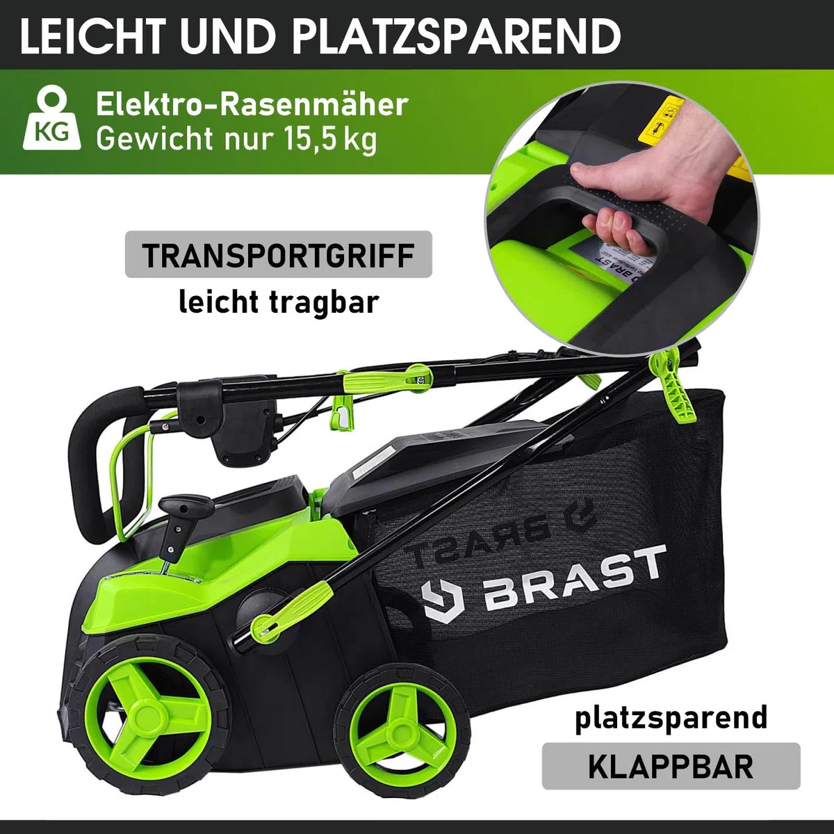 BRAST Vertikutierer Elektro Rasenlüfter | 1500-2000 Watt | 32-40cm Arbeitsbreite | 3 Modelle | großer Fangkorb Transportgriff & Klappbar | für kleine bis sehr große Rasenflächen | BRE-RV-4000