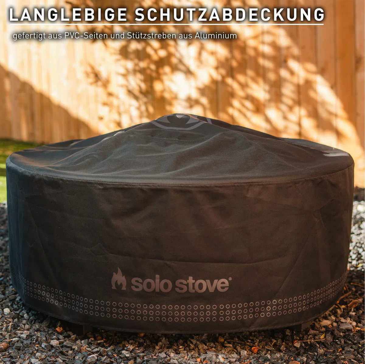 Solo Stove Surround-Schutzabdeckung, Klein | Abdeckung für Feuerstellentisch mit Hitzeschutz, Witterungsbeständig, PVC-Rückseite/Aluminium-Stützstreben, Maße (HxB): 53 x 111 cm, Schwarz