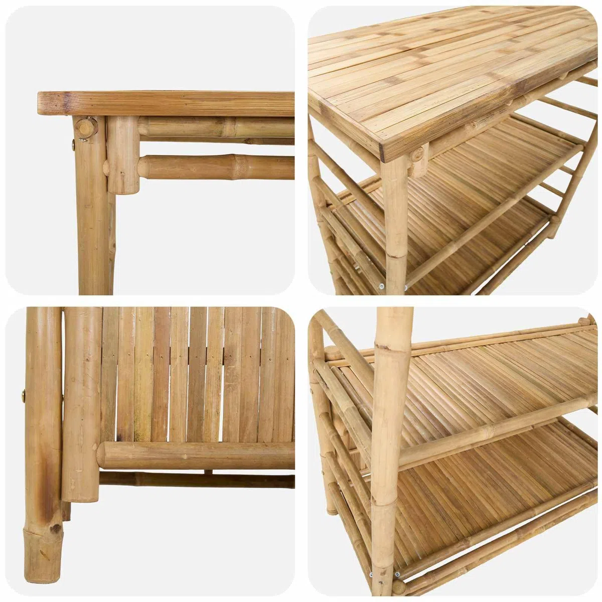 vidaXL Outdoor Bartisch mit Speicher Natur 110 x 50 x 105 cm Bambus, Stylischer Bar-Tisch, robust für Sommerpartys, Gartenfest, umweltfreundliches Design, minimalistisch und chic