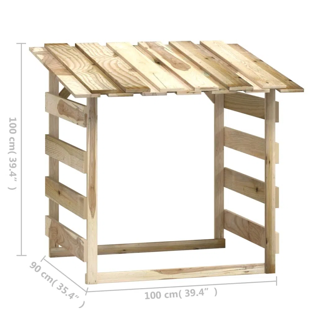 vidaXL 3X Kiefernholz Imprägniert Pergola mit Dach Unterstand Überdachung Kaminholzregal Brennholzregal Feuerholzregal Garten 100x90x100cm