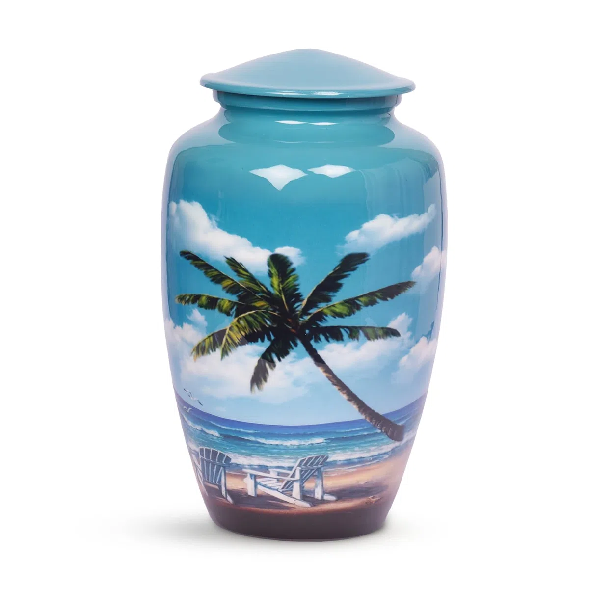 hlc URNS – Strandurne für menschliche Asche – Beerdigungsurne für Erwachsene, handgefertigt, erschwingliche Urne für Asche (Erwachsene (90,7 kg) – 26,7 x 15,2 cm, Urne für Einäscherungen