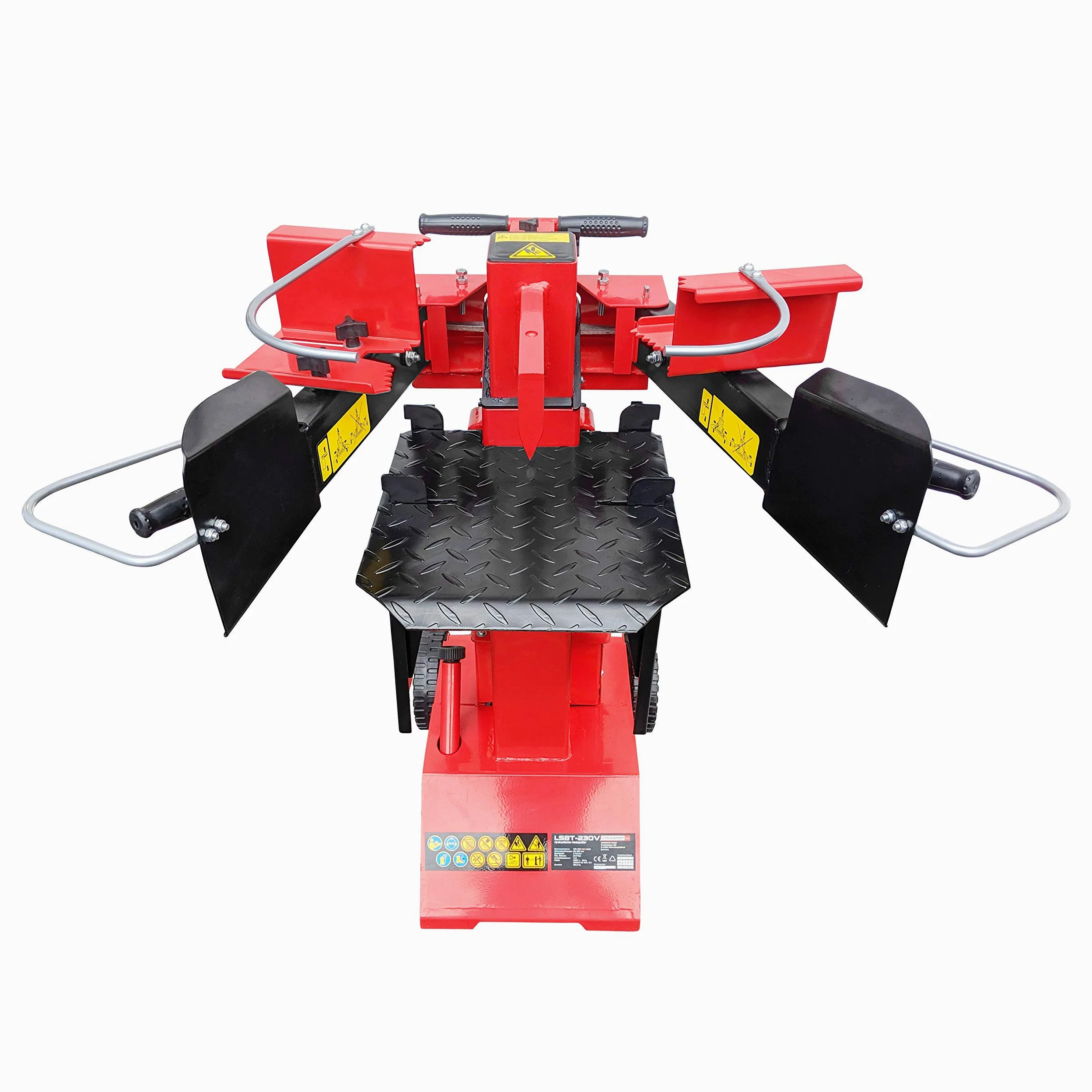 CROSSFER Holzspalter LS8T-230V/PRO/Hydraulikspalter 8 Tonnen Spaltkraft / 230V Motor 3 kW/Auto-Rücklauf mit stufenlosem Rücklaufstopp / 55 cm Spaltlänge/Spaltgut Ø max. 30 cm / 2 Holzablagetische