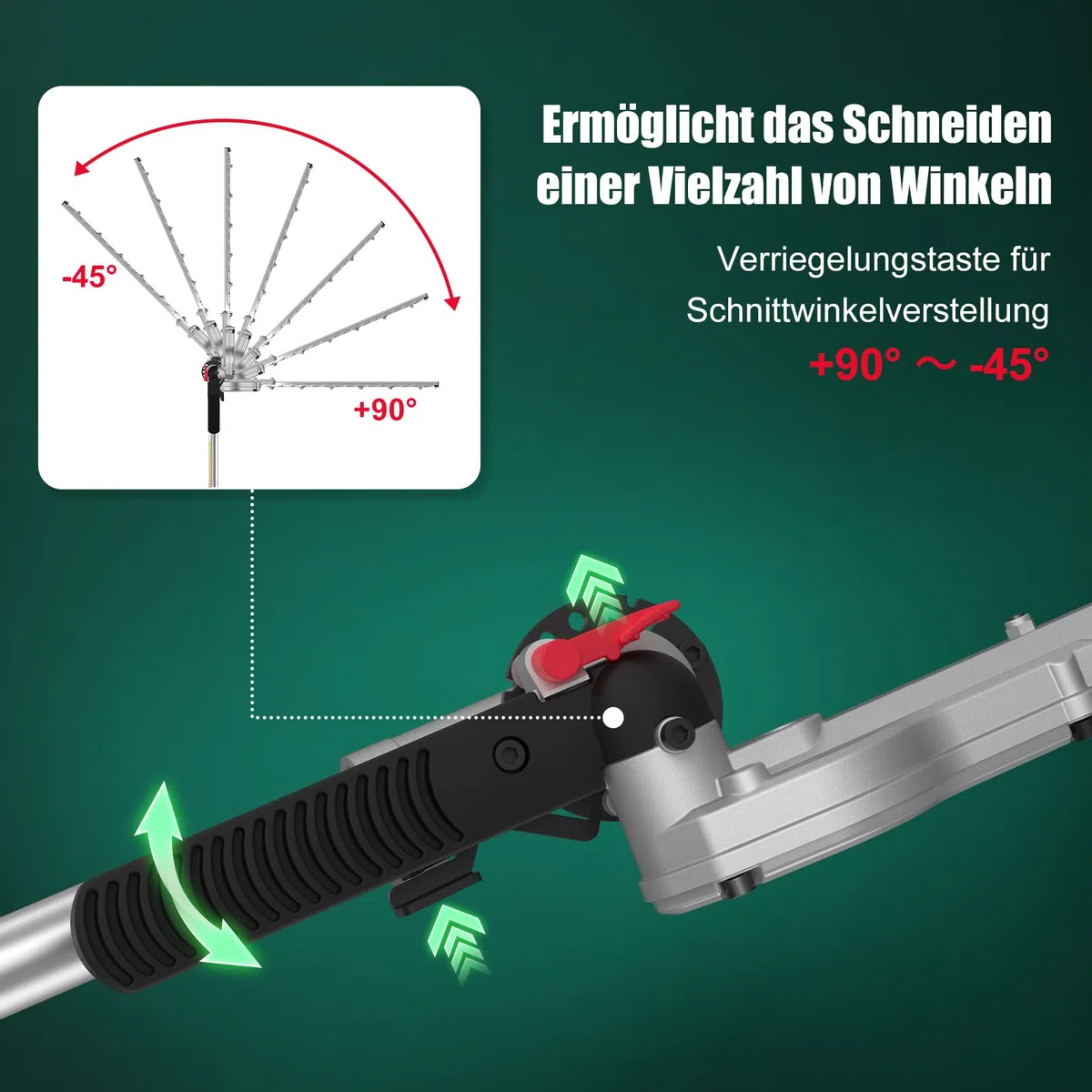 HYCHIKA Teleskopheckenscheren Elektrisch 900W, Heckenschere Teleskop-Astschere, Power Hedge Trimmer, Hochentaster 200-250 cm Verstellbare Reichweite, Schwenkbarer Kettensägenstab für Hof & Garten