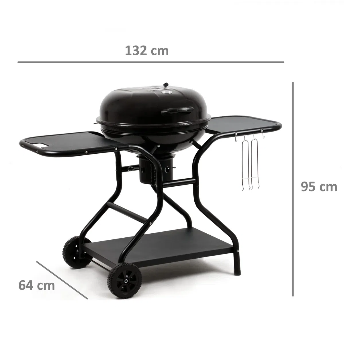 BBQ-Toro Kugelgrill Ø 57 cm mit Ablagefläche und Grillrostheber | Grillfläche Ø 54,5 cm | BBQ Kugelgrill Holzkohle, Barbecue Grill Holzkohle rund, Holzkohlegrill mit Deckel