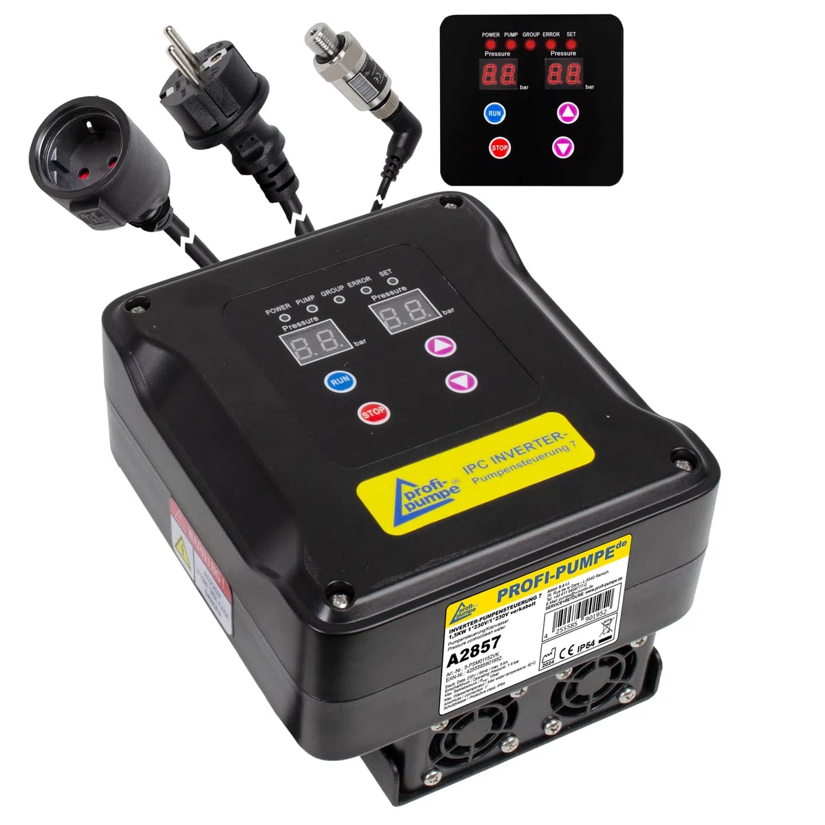 INVERTER-PUMPENSTEUERUNG 7 Verkabelt Druckschalter Druckwächter Automatic-Controller Durchflusswächter für Hauswasserwerk Pumpe Brunnenpumpe 1,5KW 1 * 230V/1 * 230V Energie Sparen Kosten Senken