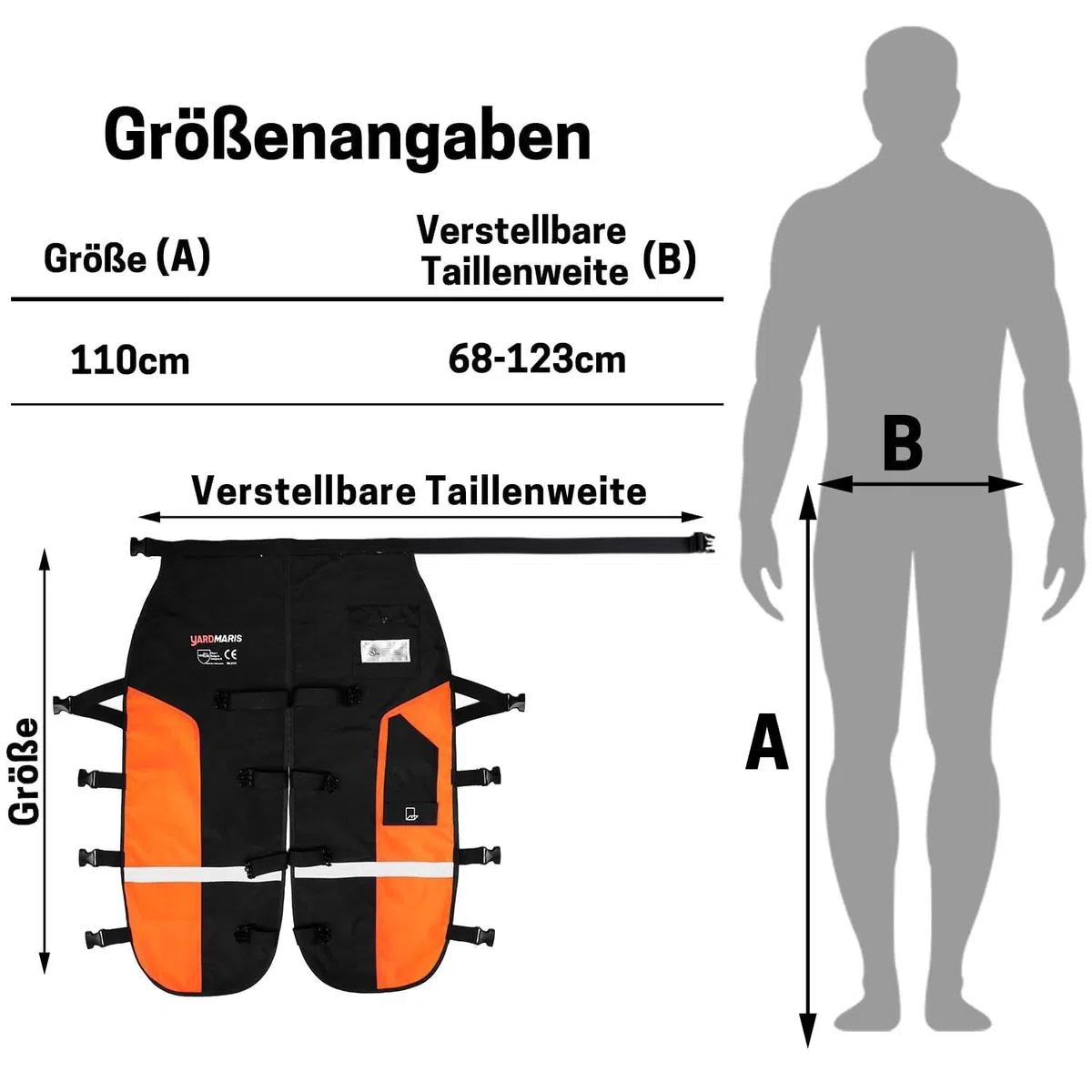 Kettensägen-Chaps,Universal Schwere Schutzschürze mit verstellbarem Gürtel, Schutz hose, 3M-Reflexstreifen, Sicherheits hose, Forstschutzausrüstung UL-zertifiziert