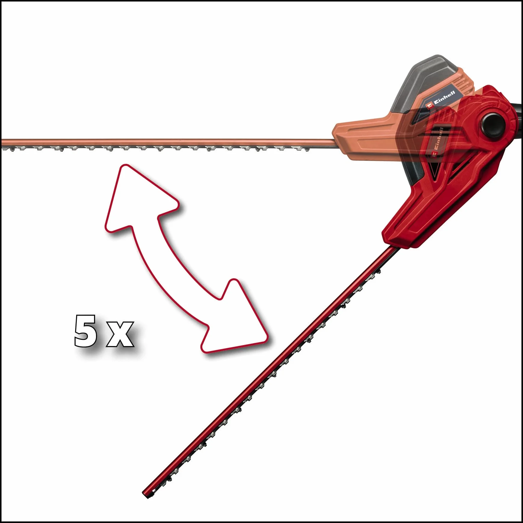 Einhell Elektro-Stab-Heckenschere GC-HH 5056 (500 W, 47 cm Schnittlänge, ausziehbar 170-250 cm, 20 mm Zahnabstand, 5-stufige Motorkopfverstellung)