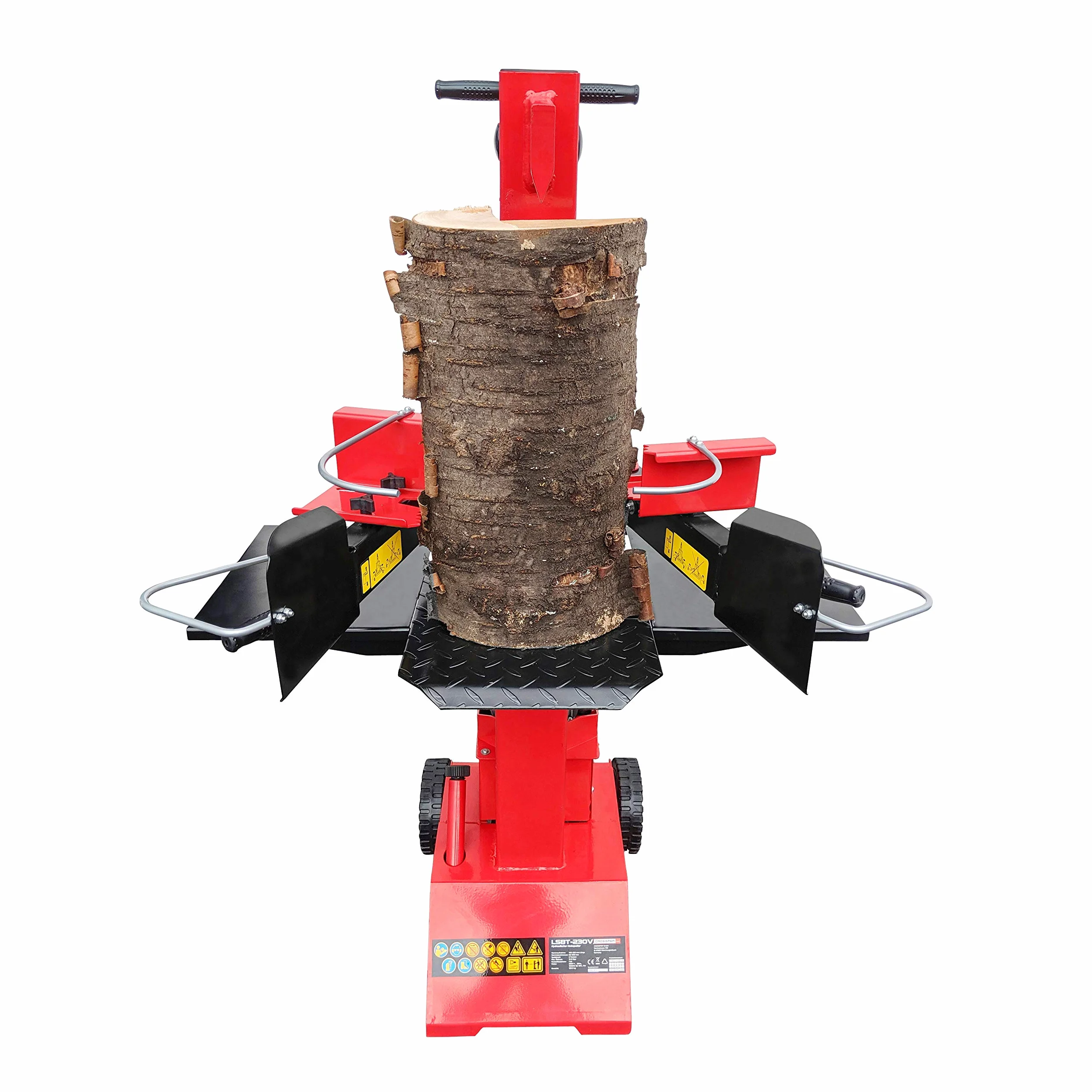 CROSSFER Holzspalter LS8T-230V/PRO/Hydraulikspalter 8 Tonnen Spaltkraft / 230V Motor 3 kW/Auto-Rücklauf mit stufenlosem Rücklaufstopp / 55 cm Spaltlänge/Spaltgut Ø max. 30 cm / 2 Holzablagetische